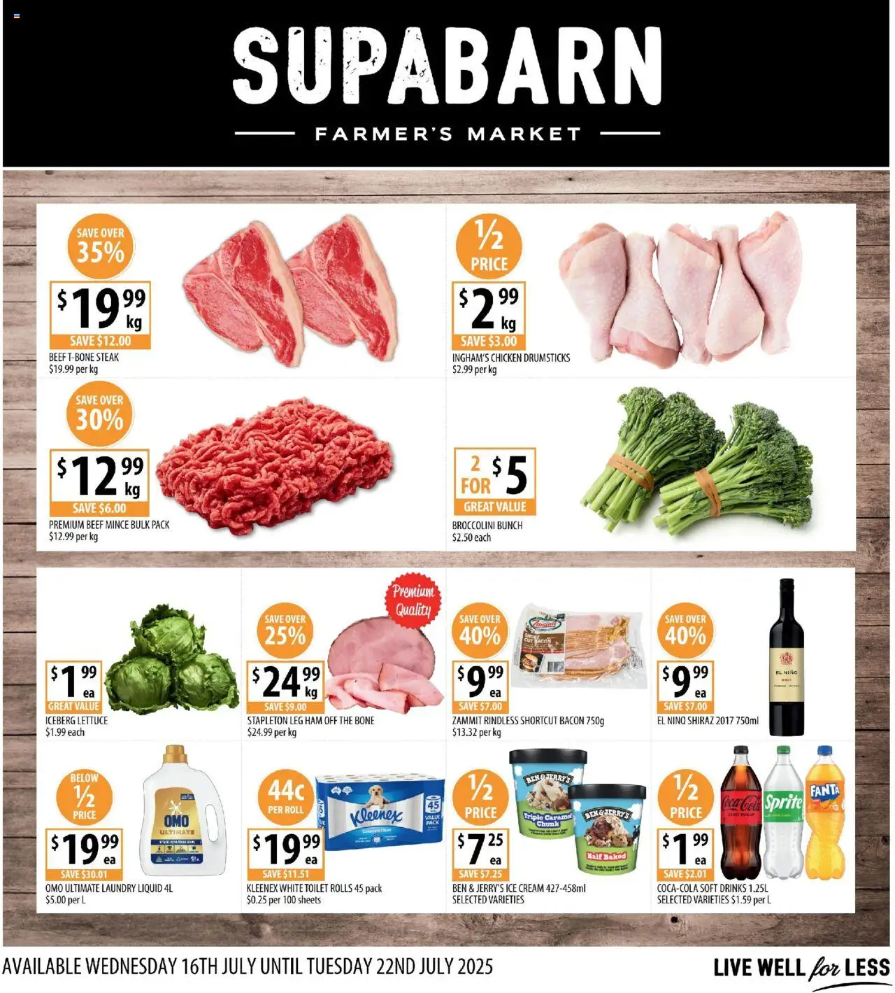 Supabarn catalogue valid from 16/07/2025 - page 1 - Toilet, Bacon, Cream, Ice cream, Soft drinks, Drumsticks, Ice, Iceberg lettuce
