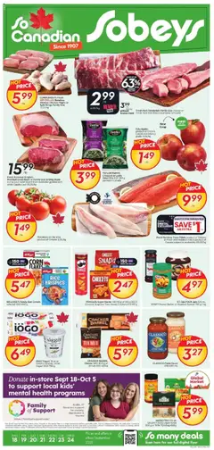 Un aperçu du dépliant Weekly flyer / circulaire du magasin Sobeys est valide à partir 18 sept. 2025