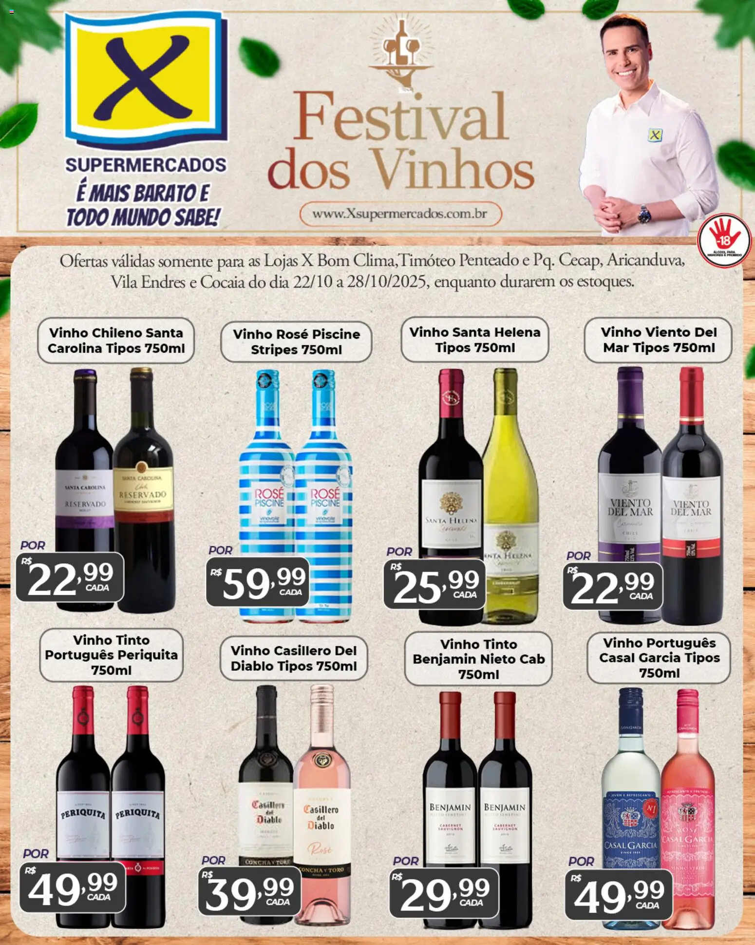 Pré-Visualização do folheto "Ofertas Festival dos Vinhos" da loja X Supermercados válido a partir de 22/10/2025