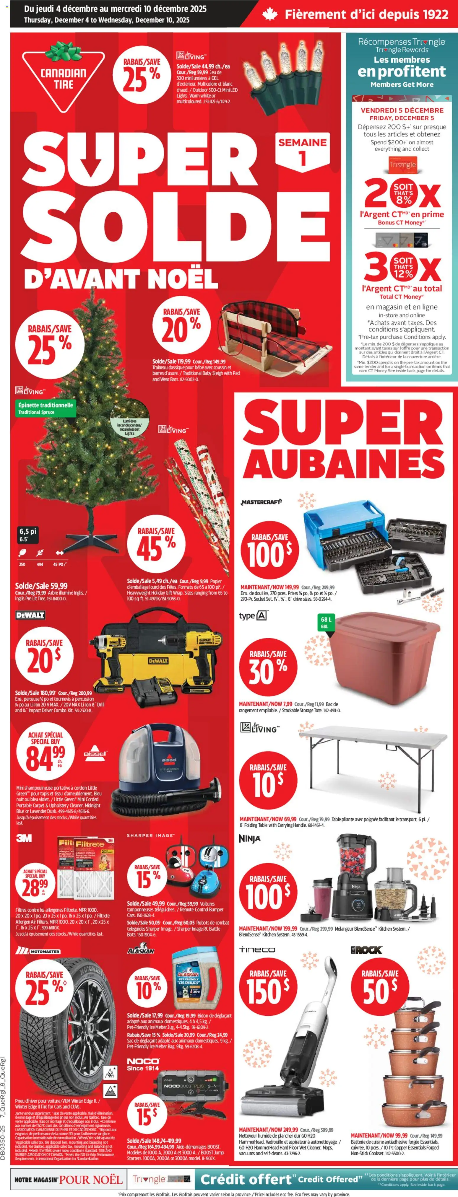 Preview of leaflet Circulaire from shop Canadian Tire is valid from Dec 04, 2025 - Ice, Carpet, Folding table, Socket, Table