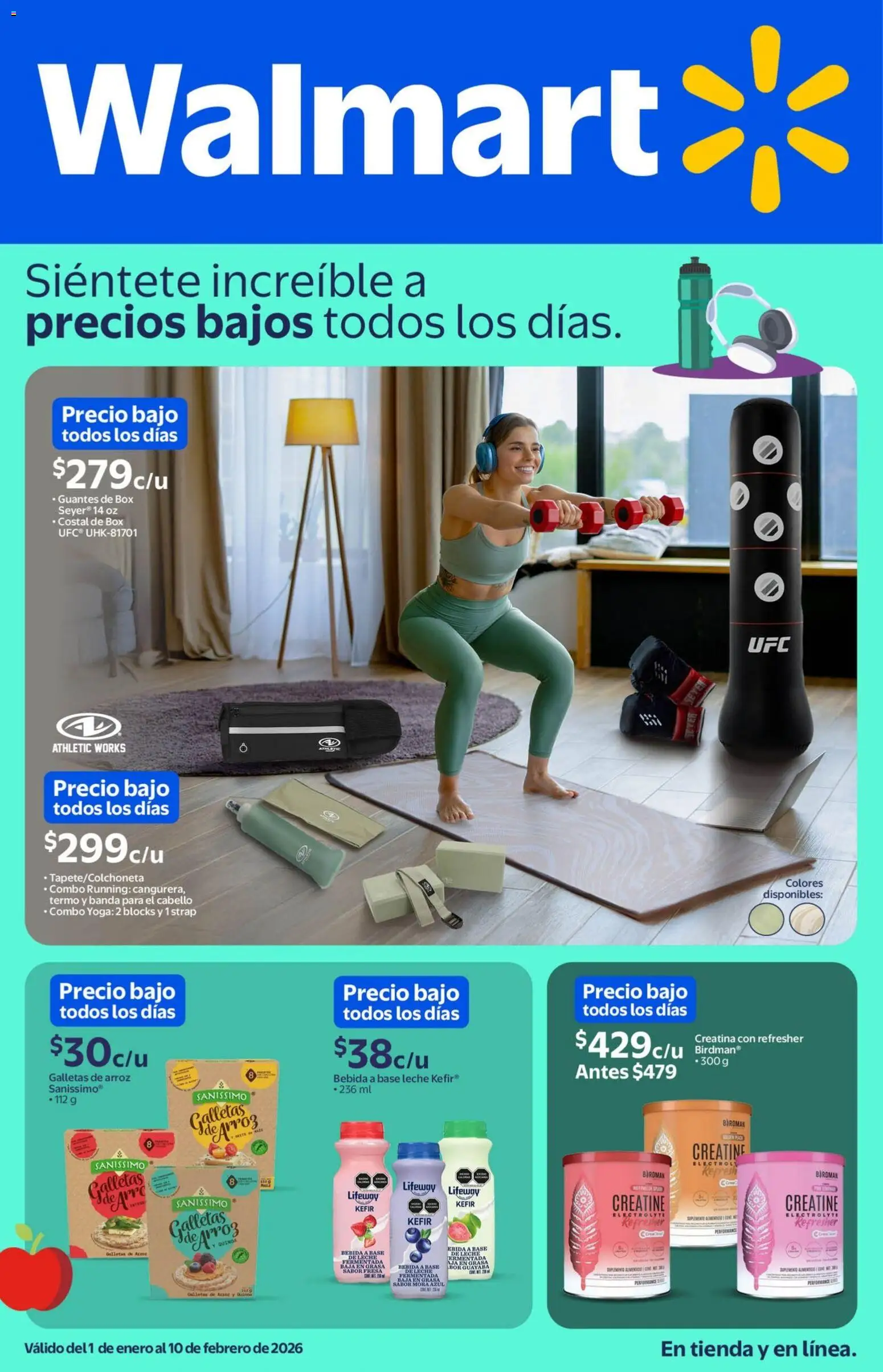 Vista previa las ofertas de la tienda Walmart - Folleto Siéntete increíble desde el 01/01/2026 - Fresa, Galletas, Termo, Leche, Guantes, Galletas de arroz, Banda para el cabello, Kéfir