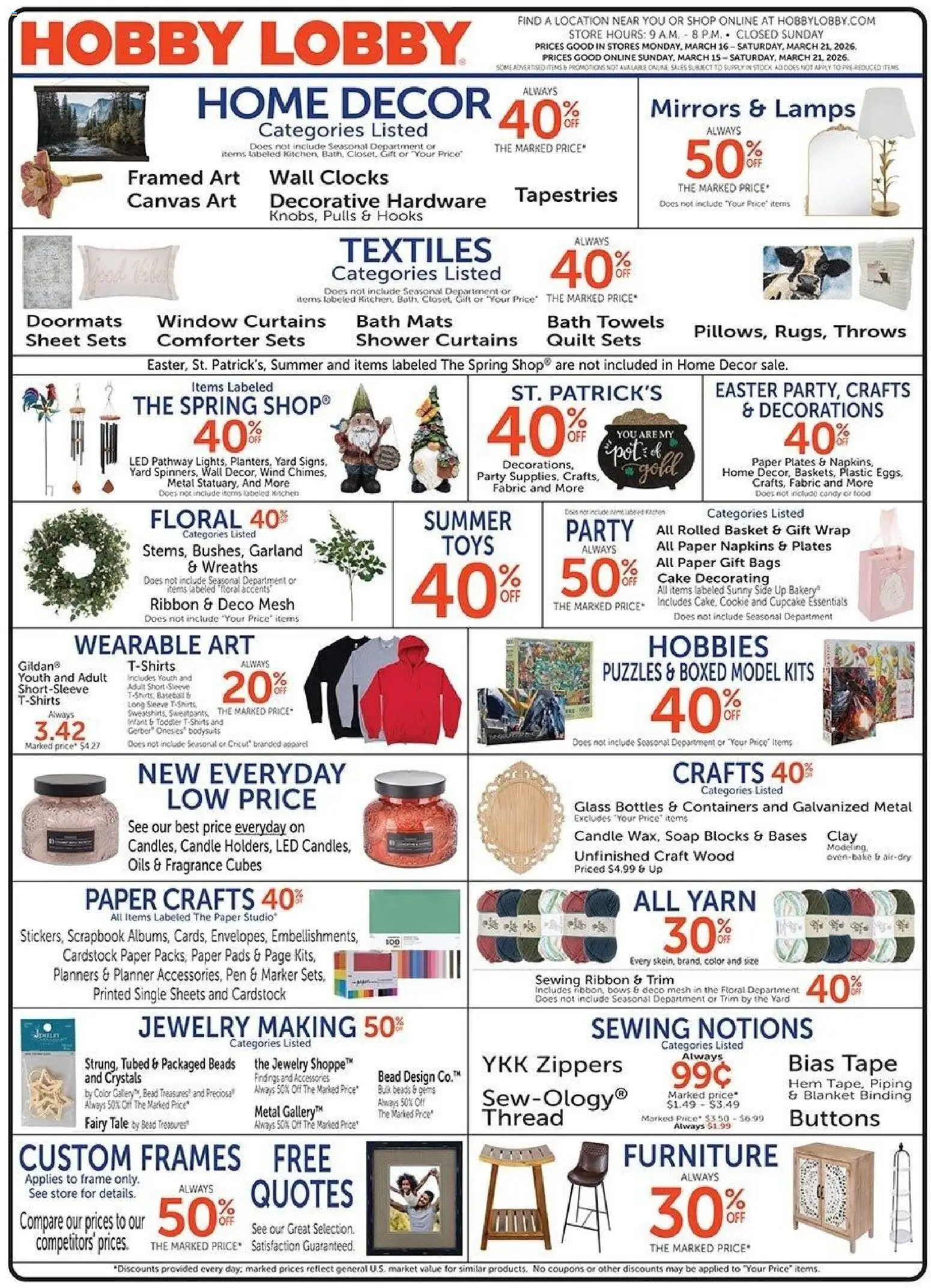 Ad Preview of Hobby Lobby Hobby Lobby Weekly Ad from 03/15/2026
