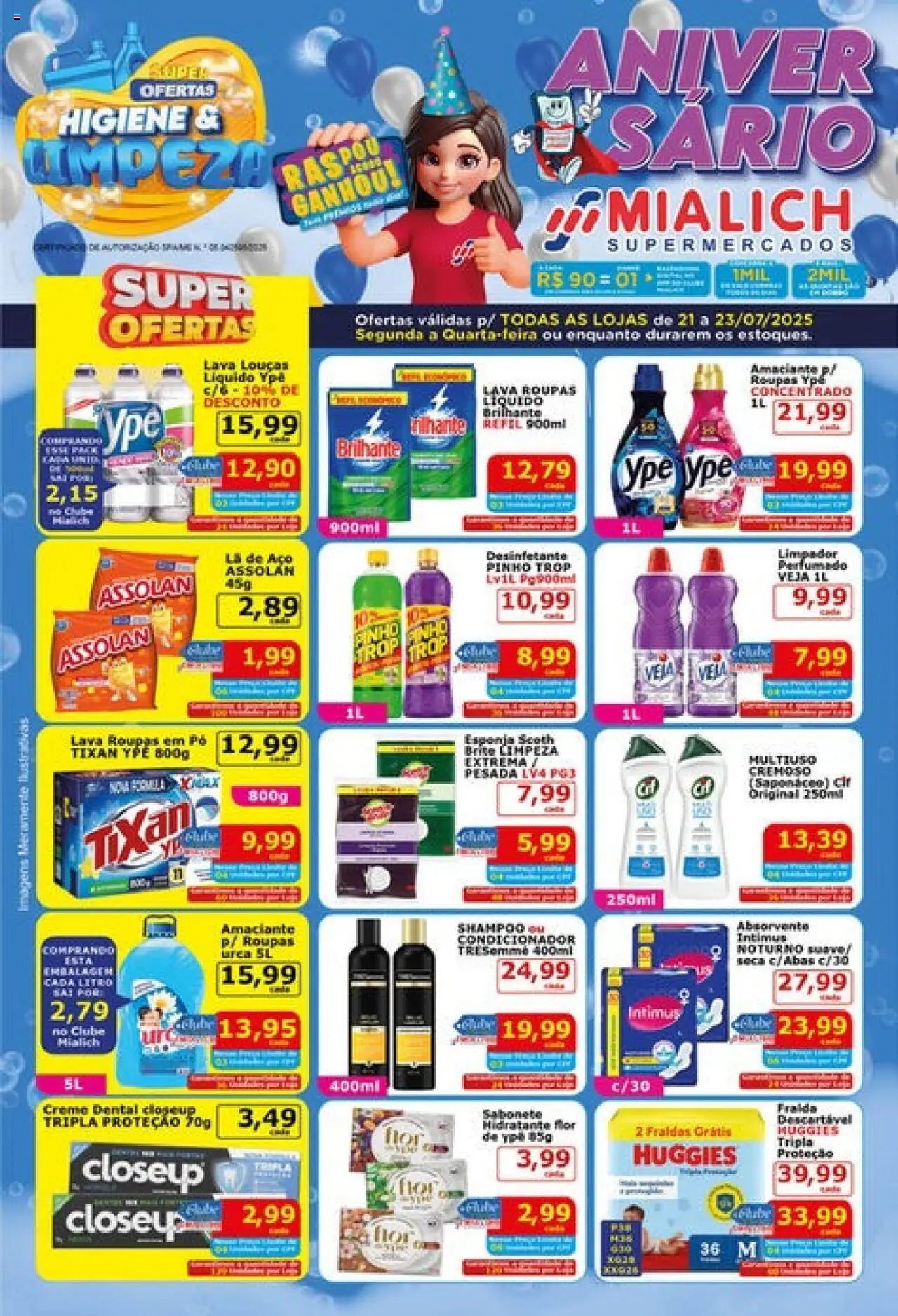 Mialich Supermercados folheto "Ofertas Aniversário" válido a partir de 21/07/2025 - número de página 1