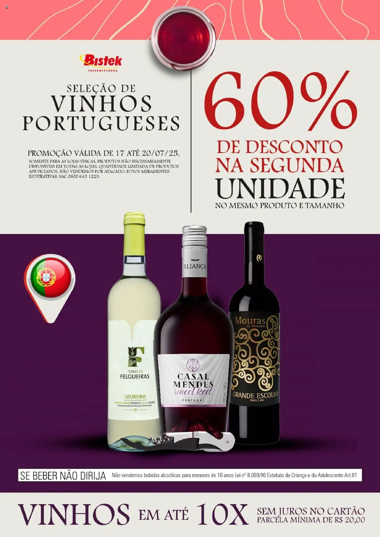 Bistek Supermercados folheto "Ofertas Seleção de Vinhos Porugueses" válido a partir de 17/07/2025 - número de página 1