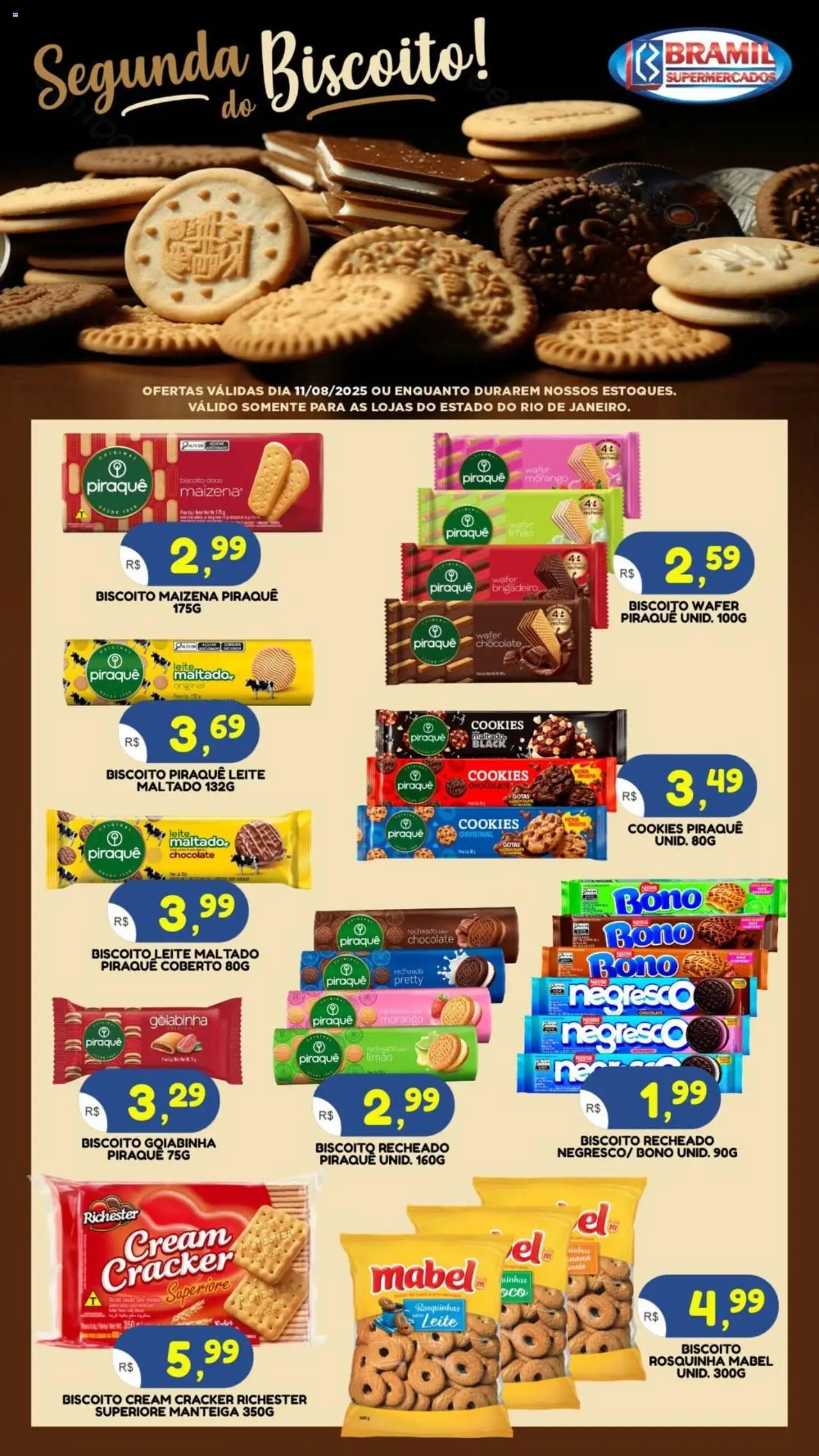Bramil Supermercados folheto "Ofertas Segunda do Biscoito" válido a partir de 11/08/2025 - número de página 1