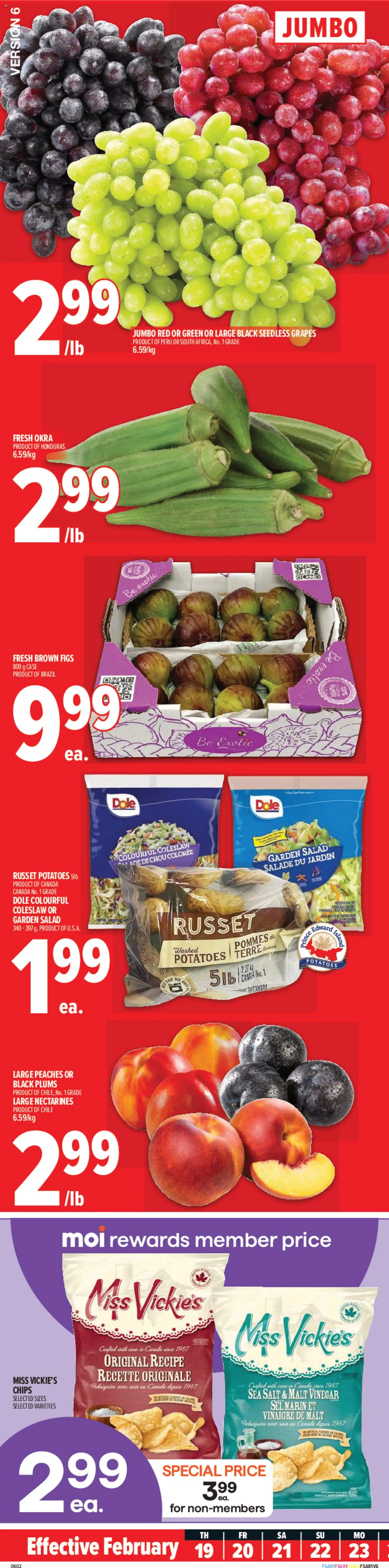 Preview of leaflet Saint-Augustin-De-Desmaures from shop Metro is valid from Feb 19, 2026 - Figs, Salad, Potatoes, Peaches, Plums, Grapes, Nectarines, Seedless grapes