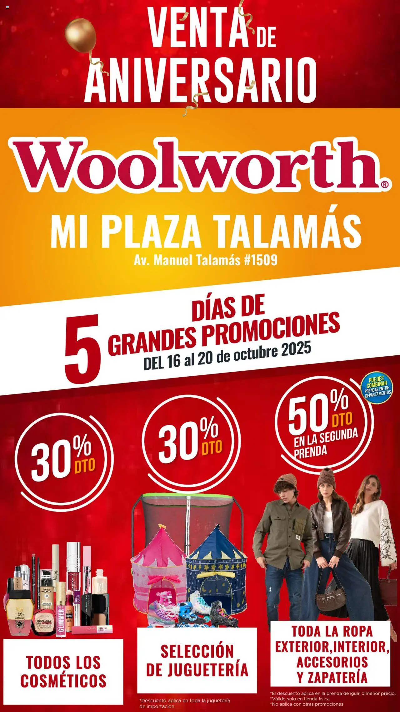 Vista previa las ofertas de la tienda Del Sol y Woolworth - Catálogo Aniversario Apertura Woolworth Talamás desde el 16/10/2025 - Ropa