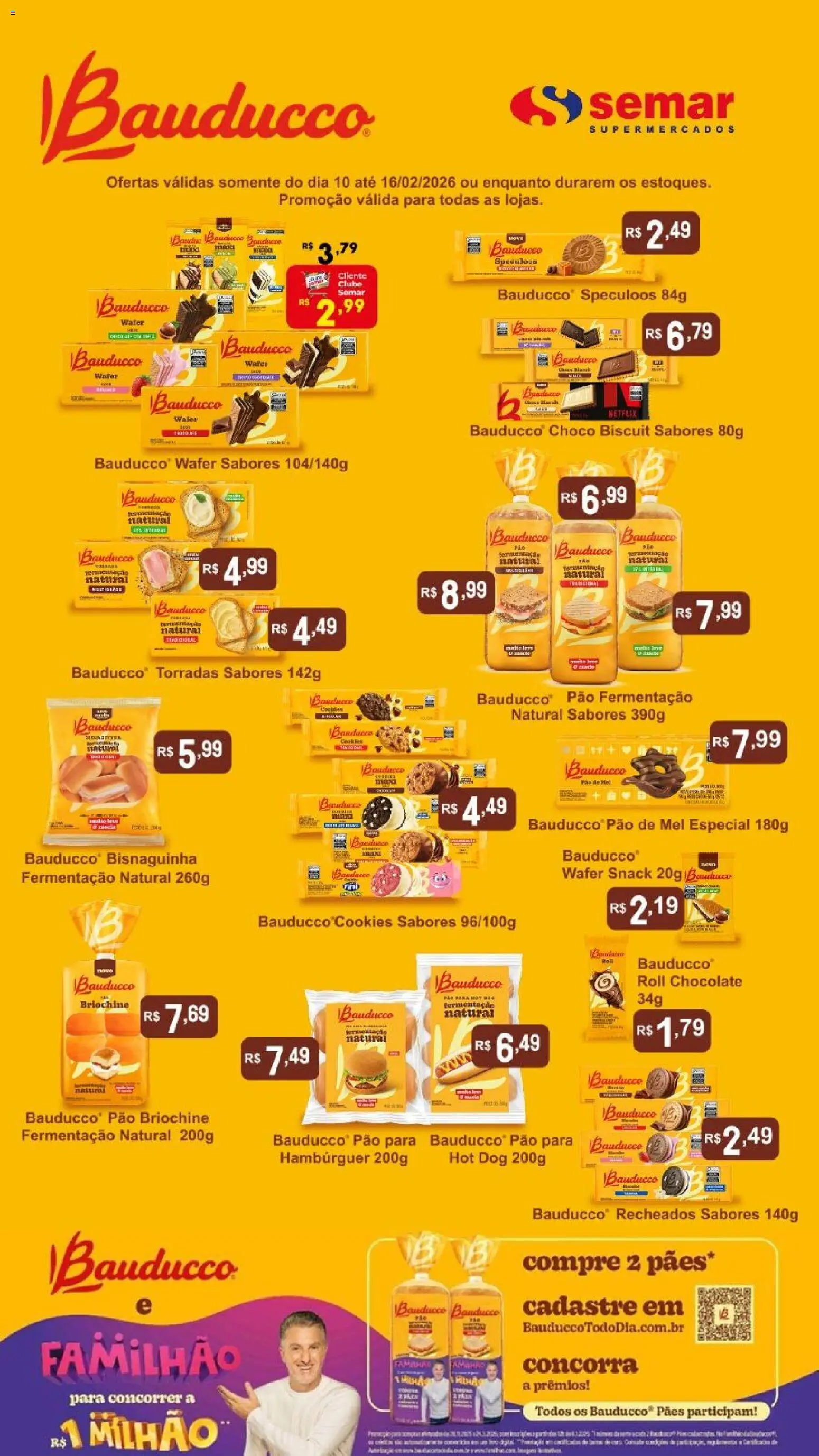 Pré-Visualização do folheto "Ofertas Bauducco" da loja Semar Supermercado válido a partir de 10/02/2026