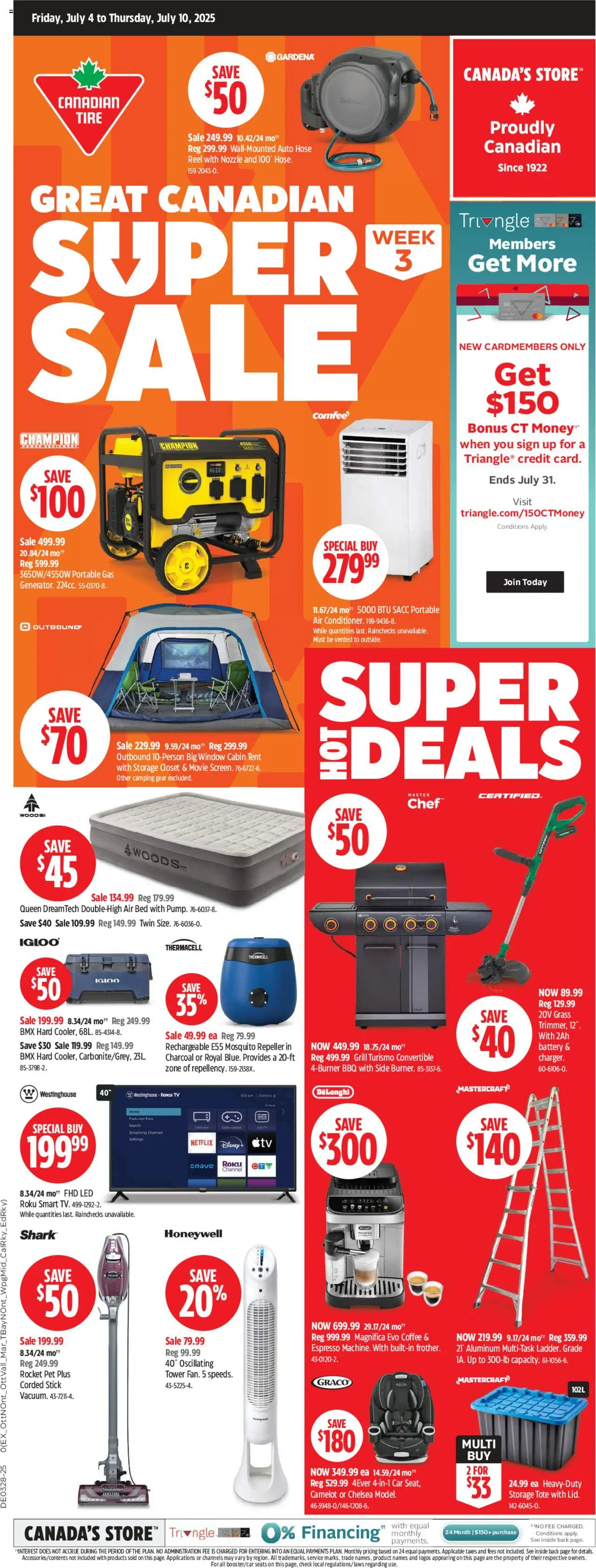 Canadian Tire flyer valid from Jul 04, 2025 - page number 1 - Thé