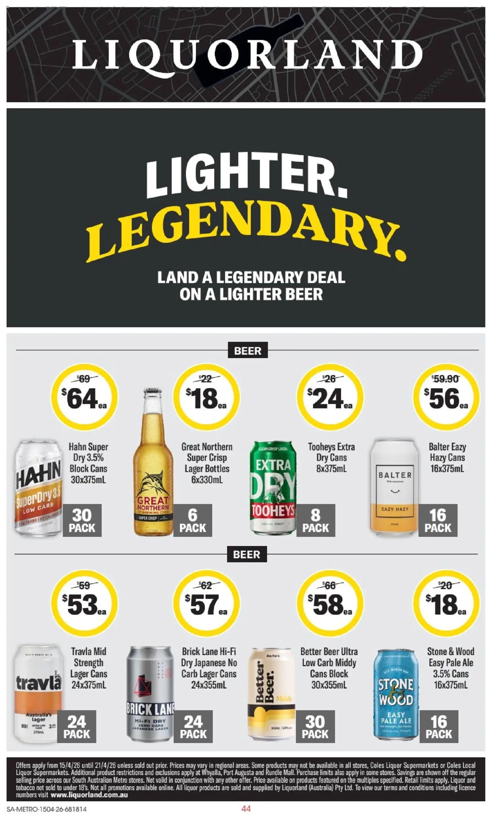 Preview of catalogue Liquorland catalogue SA from shop Liquorland valid 15/04/2026 - Beer, Wood