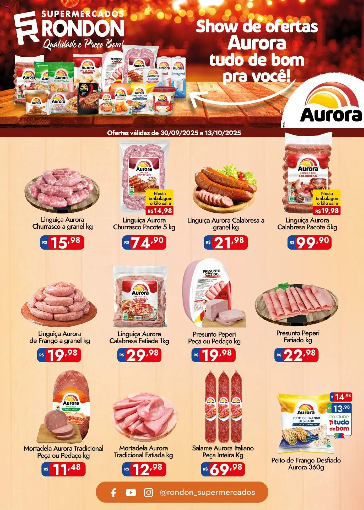 Supermercados Rondon folheto "Ofertas Aurora" válido a partir de 30/09/2025 - número de página 1