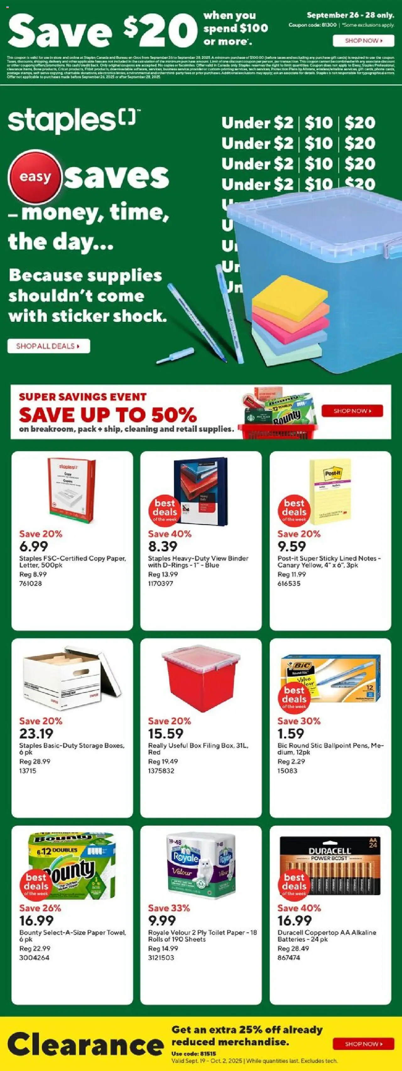 Staples flyer valid from Sep 26, 2025 - page number 1