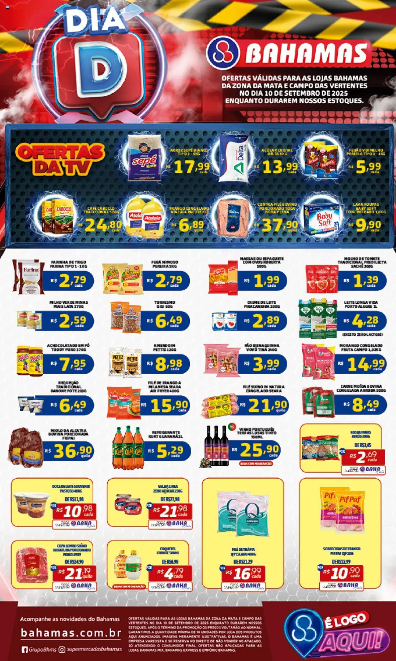 Bahamas Supermercados folheto "Ofertas Dia D" válido a partir de 10/09/2025 - número de página 1
