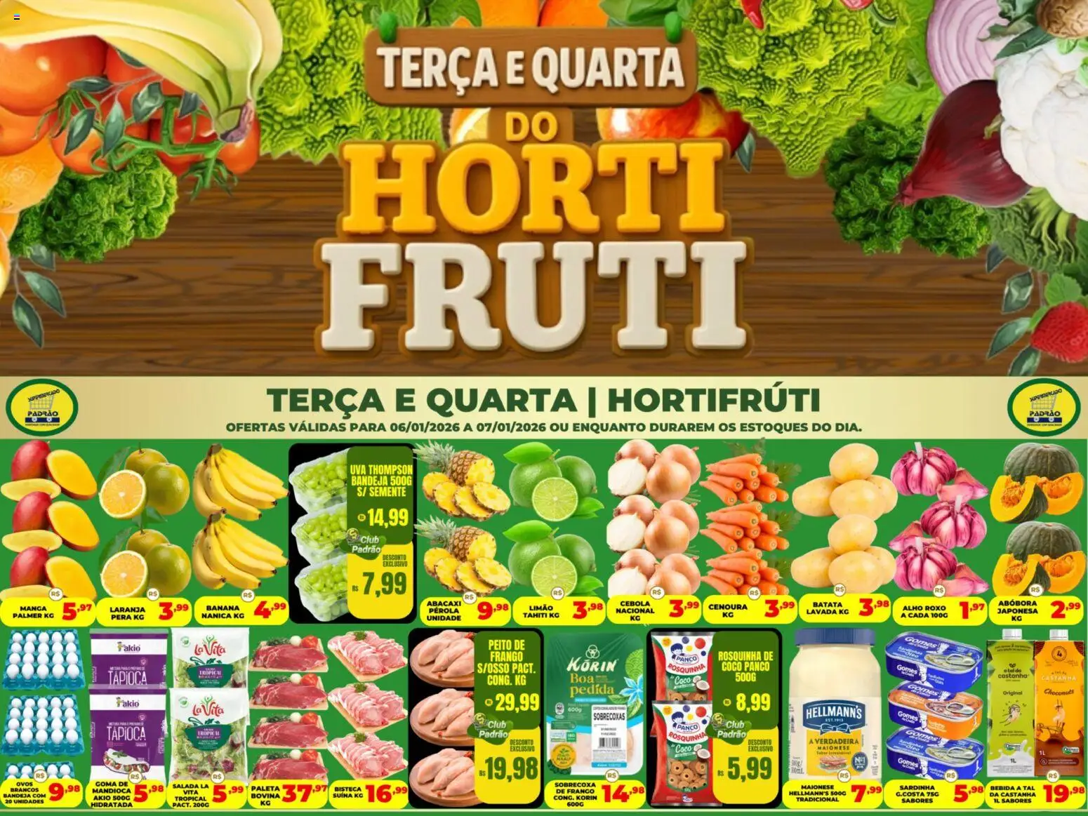 Pré-Visualização do folheto "Ofertas Hortifruti" da loja Supermercado Padrão válido a partir de 06/01/2026