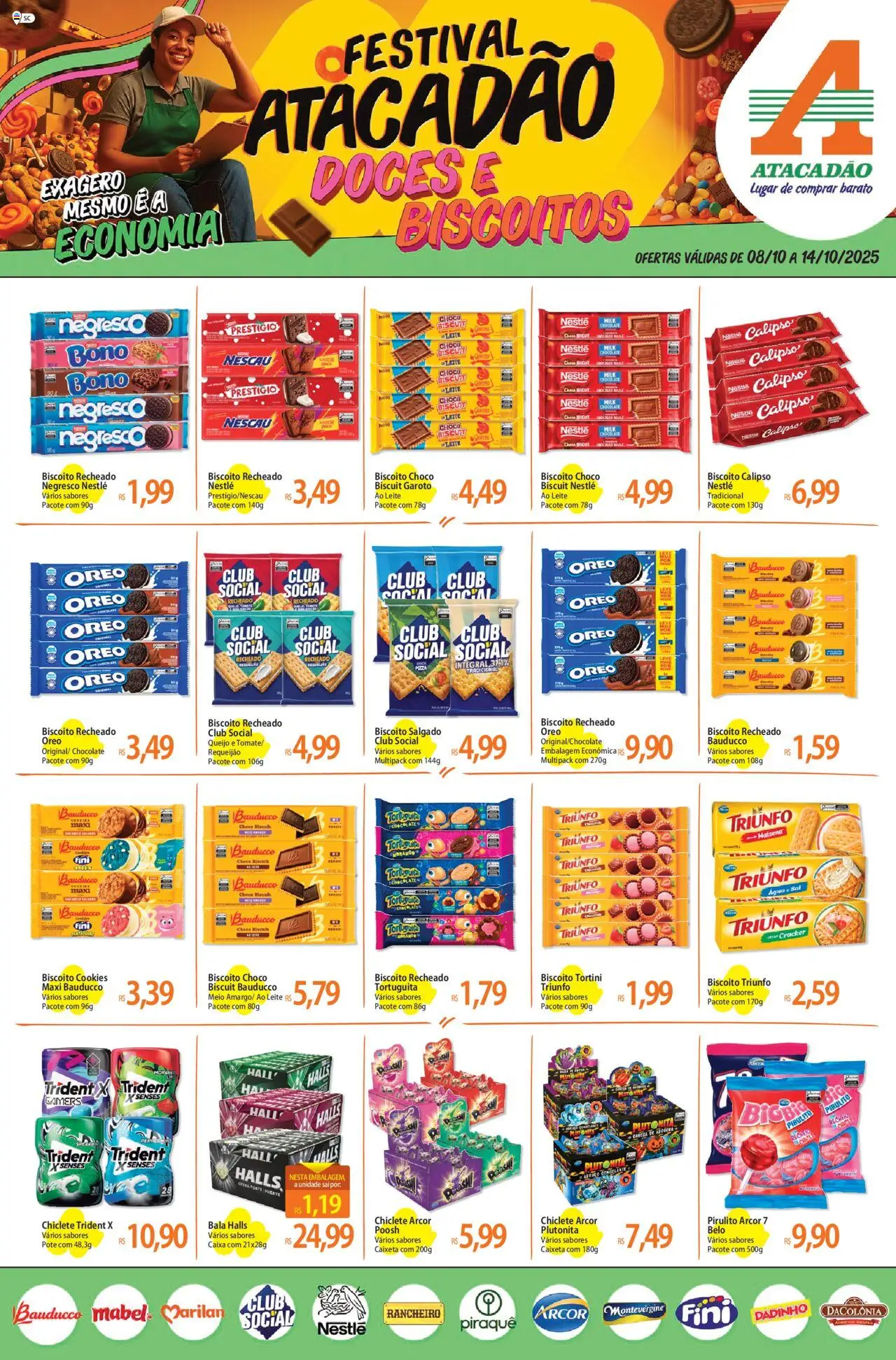 Atacadão folheto "Ofertas - SC" válido a partir de 08/10/2025 - número de página 1 - Água, Sal, Doces, Biscoito, Queijo, Nescau, Requeijão, Chiclete