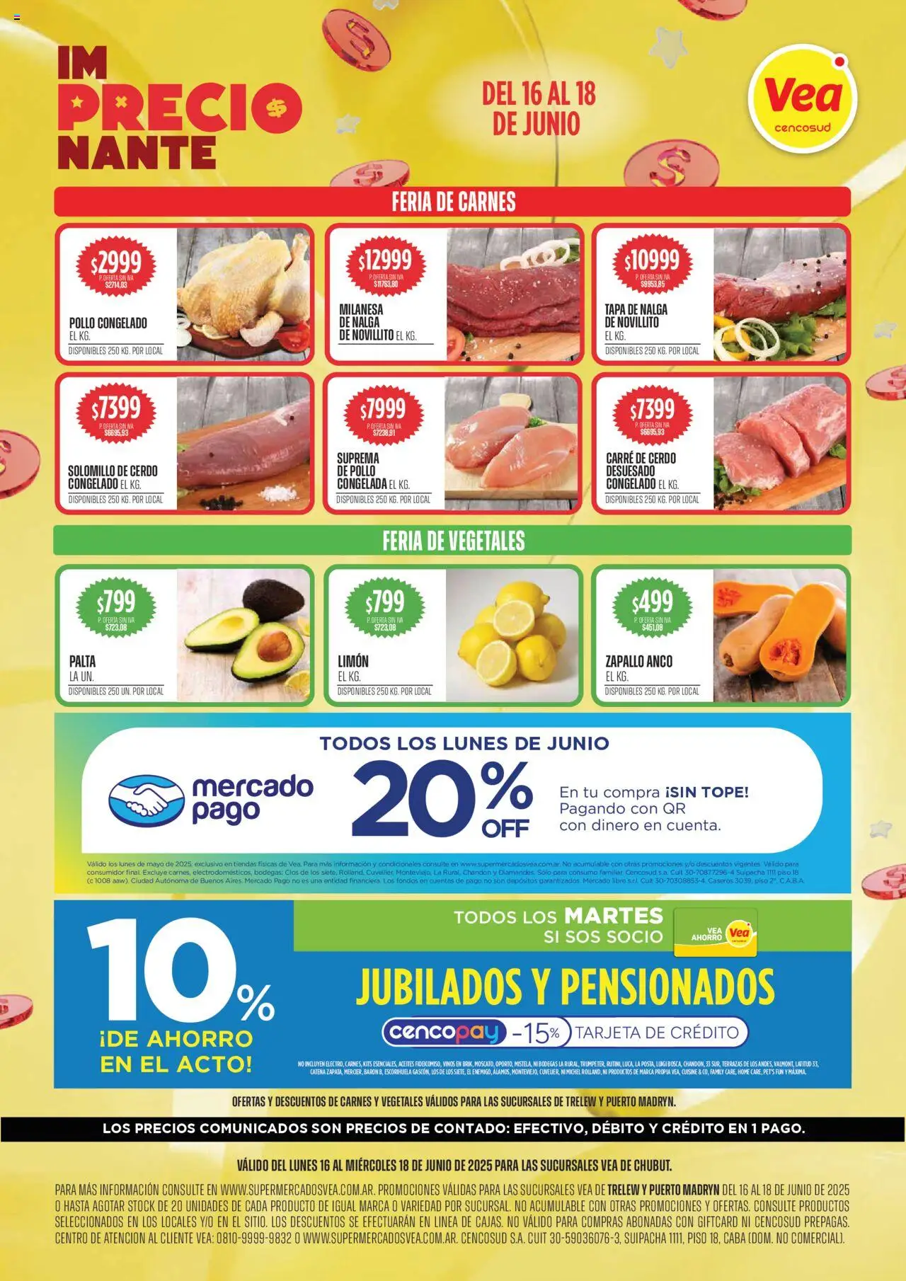 Vea Semanal im-precio-nante de Chubut del 16/06/2025 >> Catálogo - Pollo, Zapallo, Milanesa, Limón, Palta, Cerdo