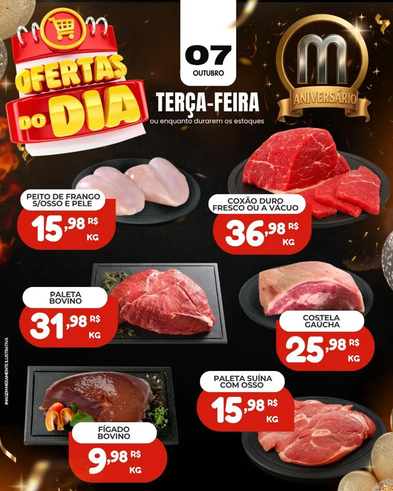 Mercadão Atacadista folheto "Ofertas Carne" válido a partir de 07/10/2025 - número de página 1 - Frango, Fígado, Peito de frango, Coxão duro, Paleta suína