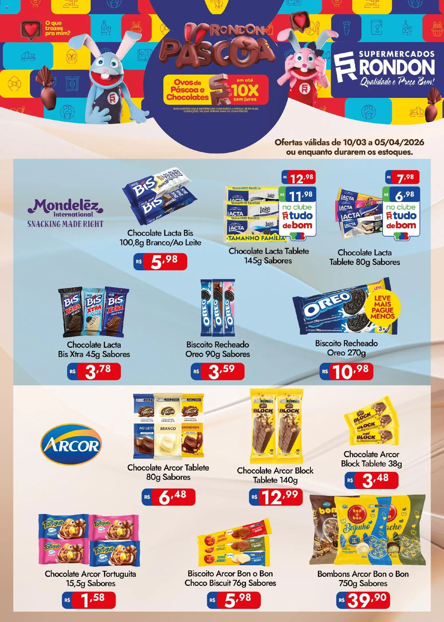 Pré-Visualização do folheto "Supermercados Rondon ofertas Páscoa e Chocolates" da loja Supermercados Rondon válido a partir de 10/03/2026