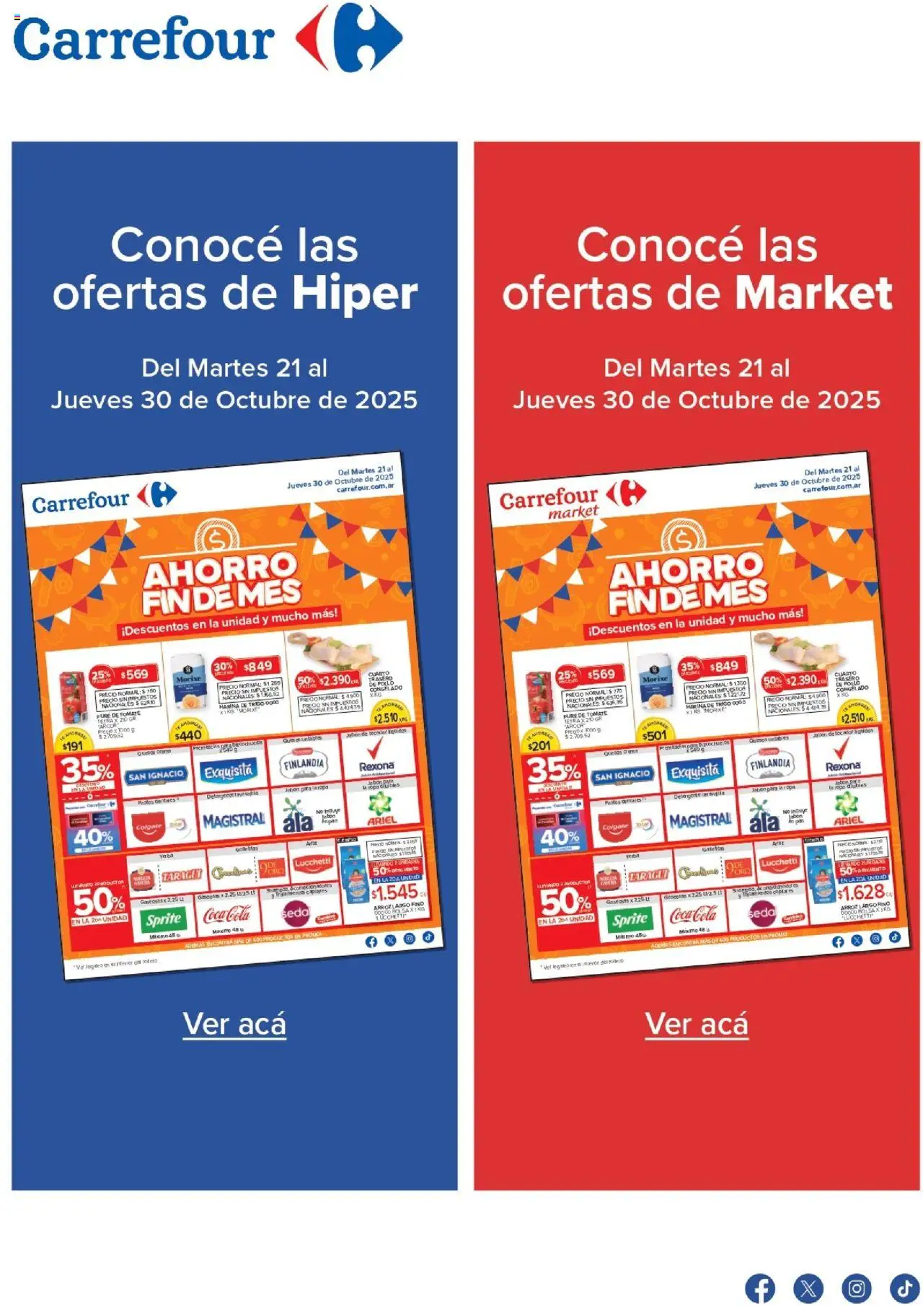 Carrefour Ofertas - Chubut del 21/10/2025 >> Catálogo - Bolsa, Pollo, Tomate, Galletitas, Harina, Crema, Jabón, Pure de Tomate