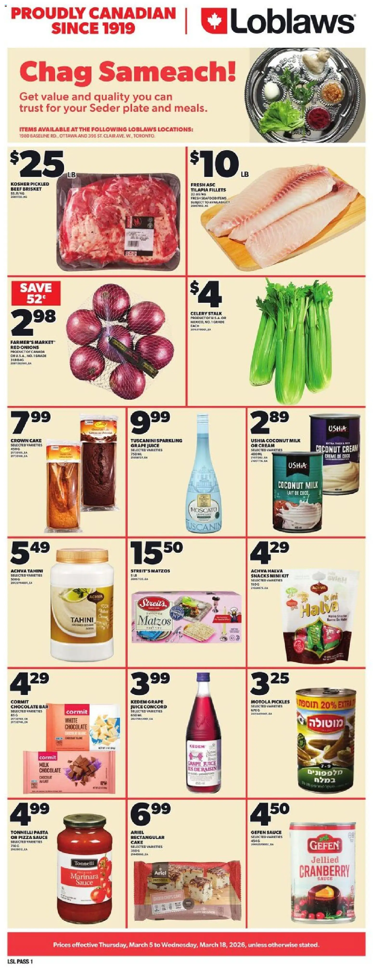 Preview of leaflet Loblaws flyer - Chag Sameach! from shop Loblaws is valid from Mar 05, 2026