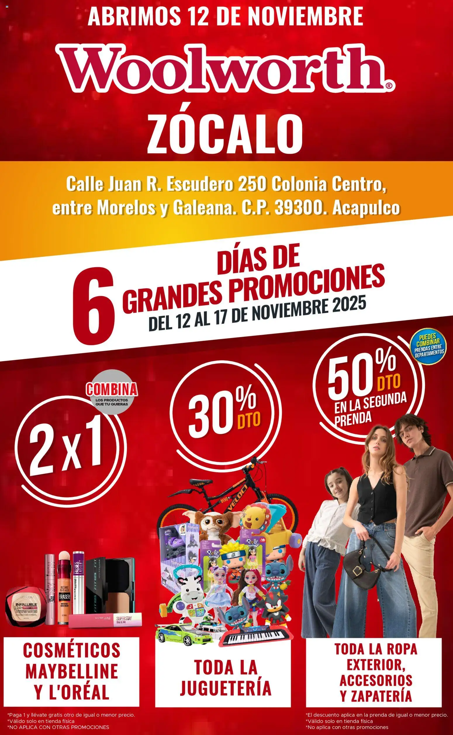 Vista previa las ofertas de la tienda Del Sol y Woolworth - Catálogo Apertura Acapulco Centro 217 desde el 12/11/2025 - Zócalo, Ropa