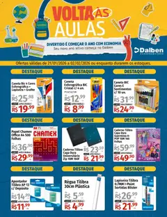 Pré-Visualização do folheto "Ofertas Voltas às Aulas" da loja Supermercado Dalben válido a partir de 21/01/2026