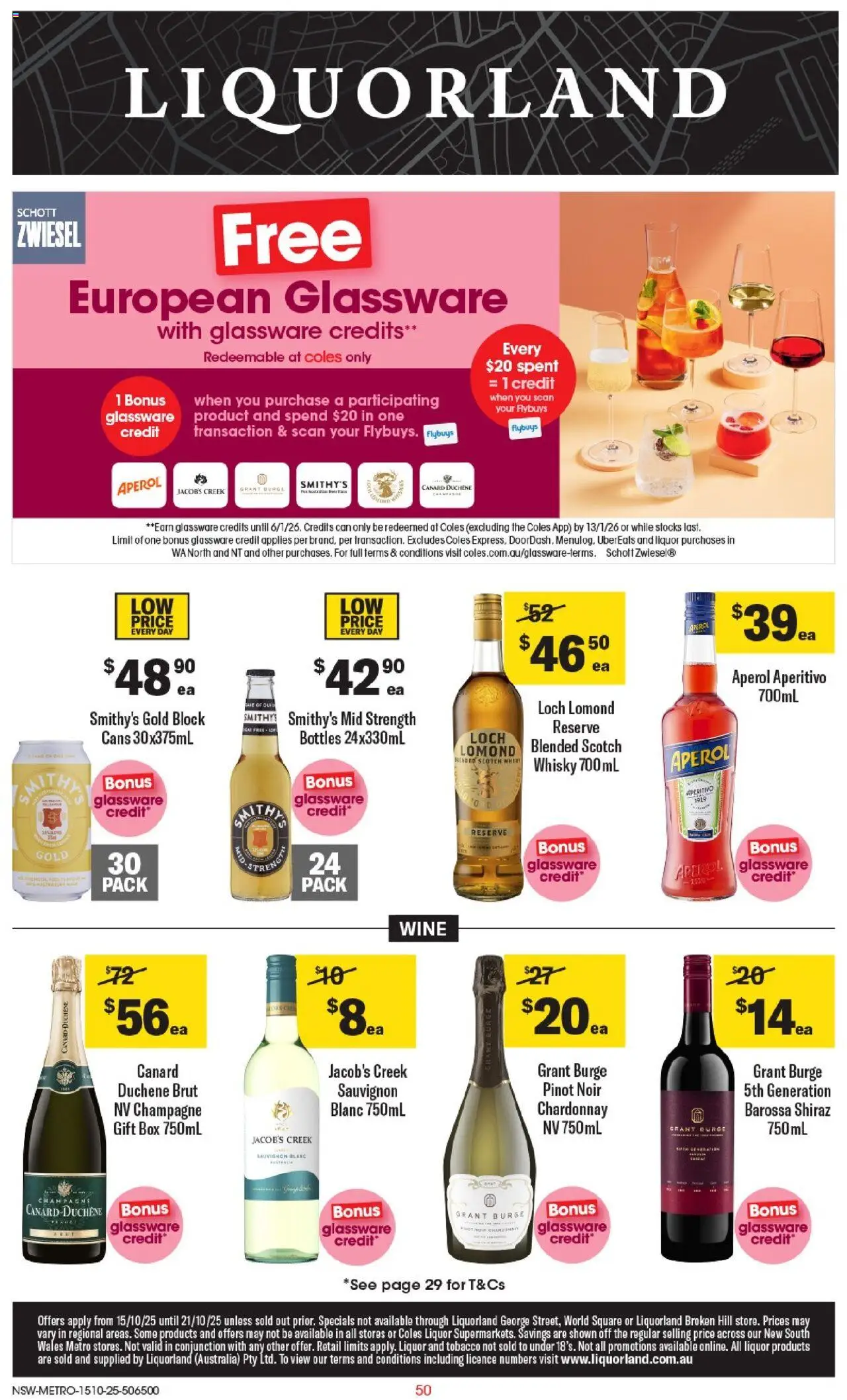 Preview of catalogue Catalogue NSW from shop Liquorland valid 15/10/2025 - Champagne, Box, Glassware, Wine, Aperol, Scotch