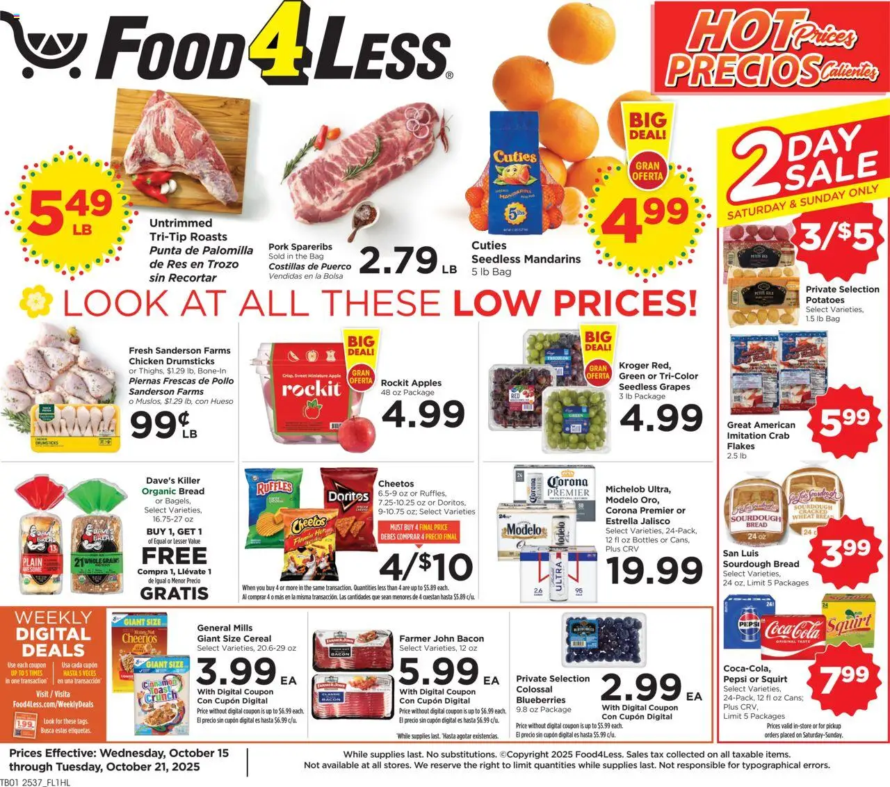 Food 4 Less Weekly Ad from 10/15/2025 - Flyer - Page number 1