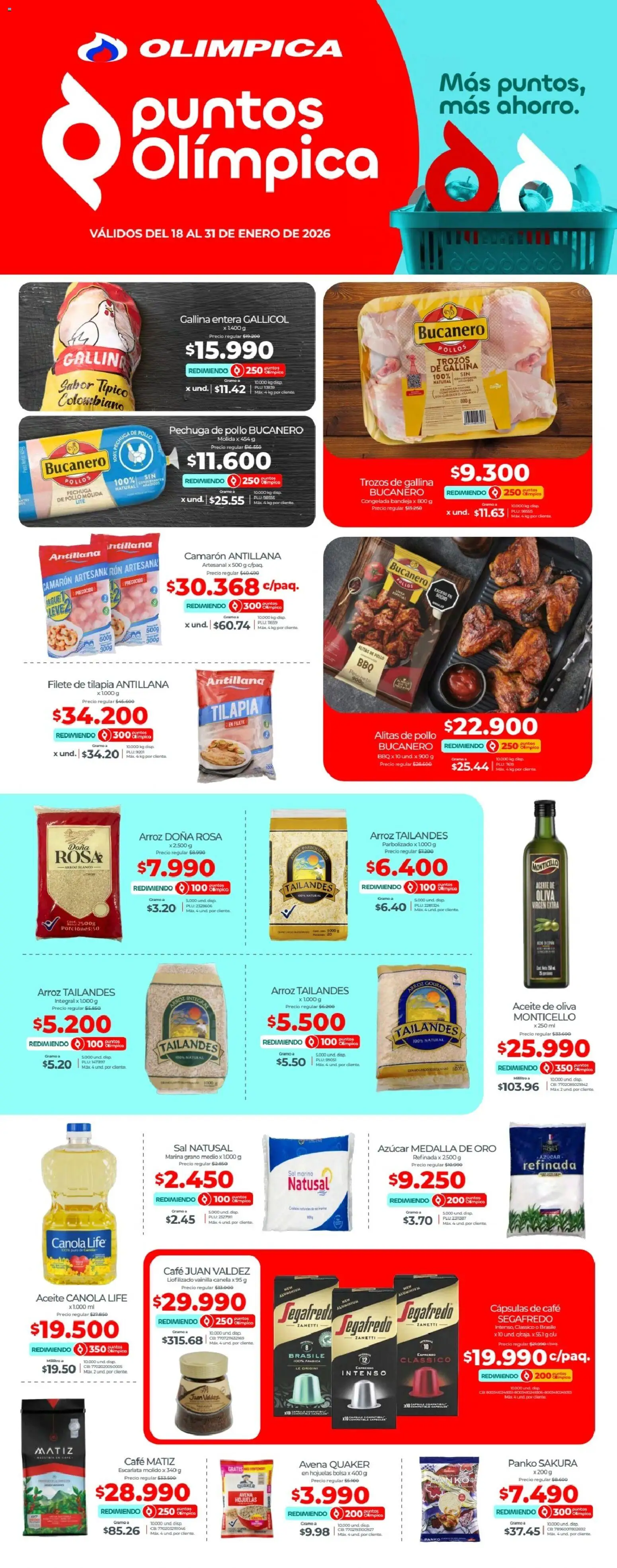  Vista previa del prospecto Más puntos, más ahorro del almacen Olímpica válida del 18/01/2026 al 31/01/2026