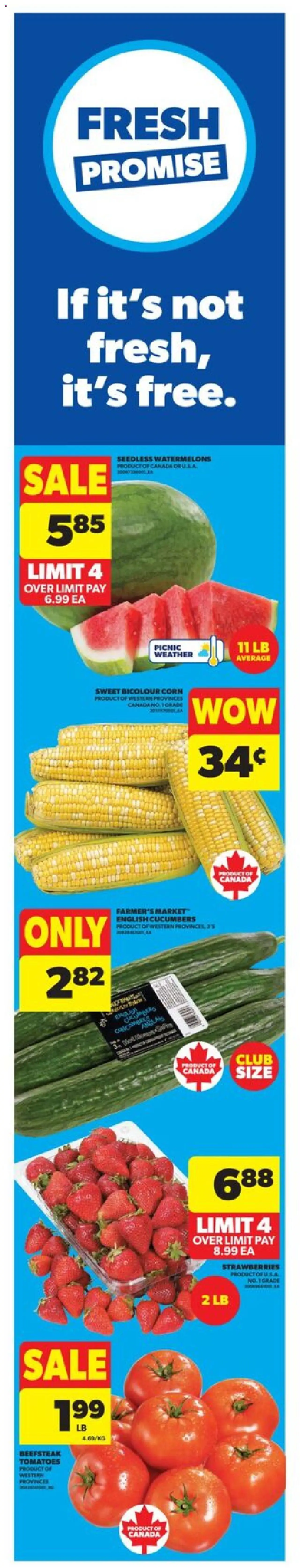 Real Canadian Superstore flyer valid from Jul 31, 2025 - page number 1 - Strawberries, Tomatoes, Cucumbers, Corn