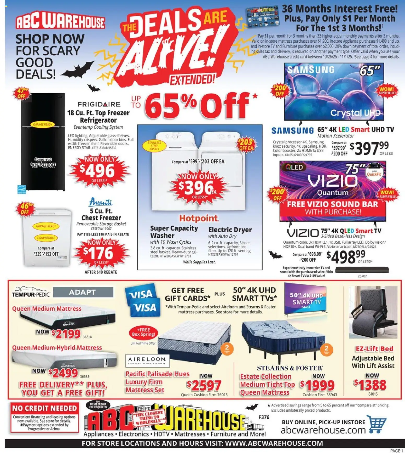 ABC Warehouse Weekly Ad from 10/26/2025 - Flyer - Page number 1