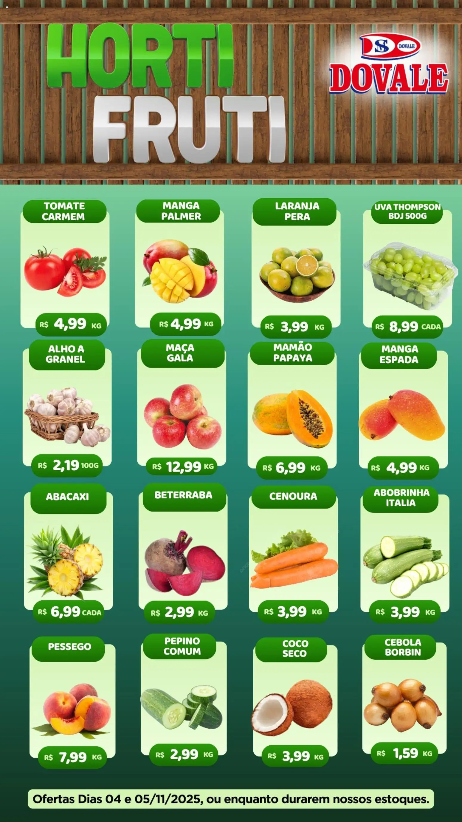Pré-Visualização do folheto "Ofertas Hortifruti" da loja Dovale válido a partir de 04/11/2025