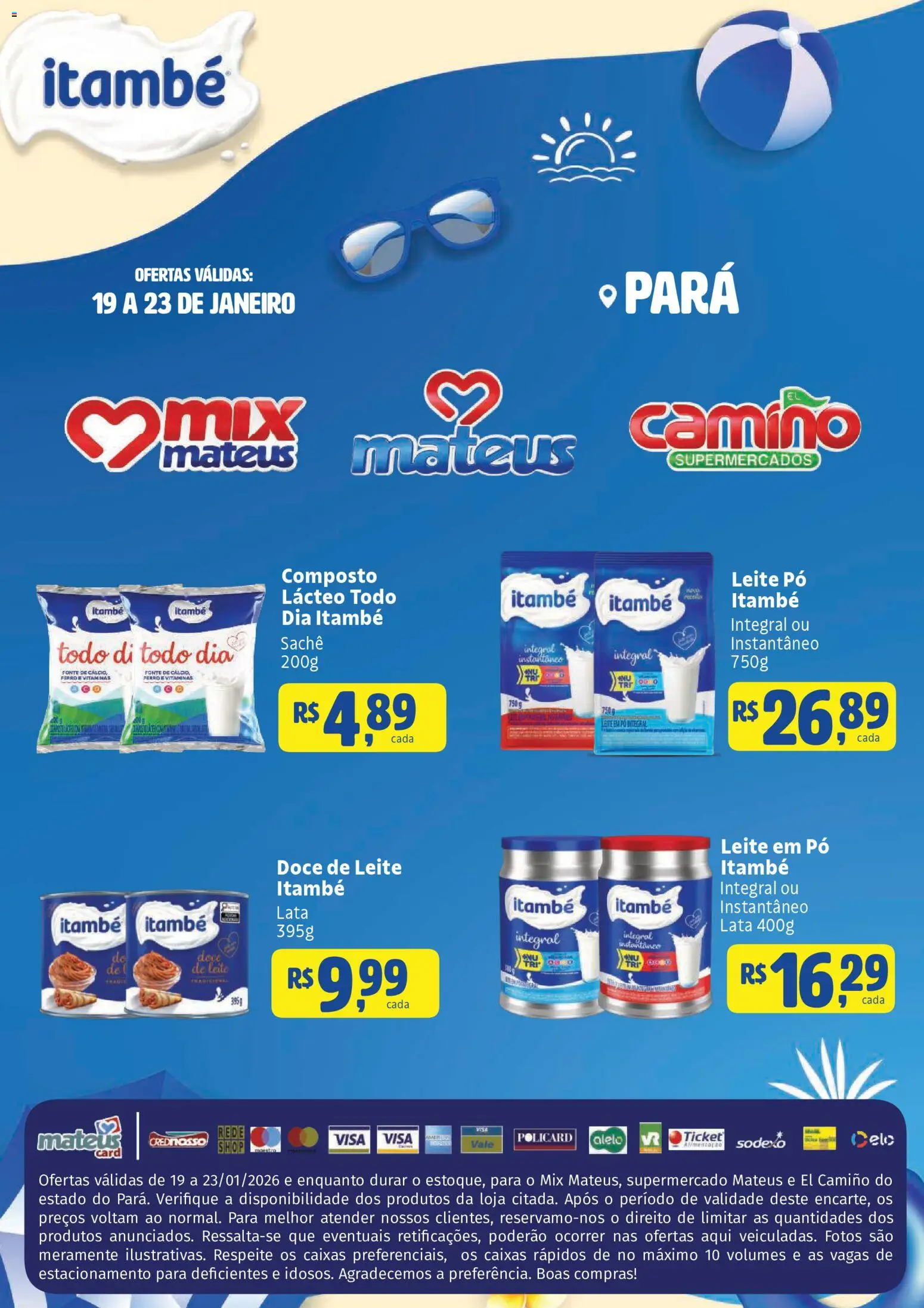 Pré-Visualização do folheto "Ofertas Especial Itambé" da loja Mateus válido a partir de 19/01/2026 - Doce de leite, Leite, Doce, Ferro, Leite em pó, Pó
