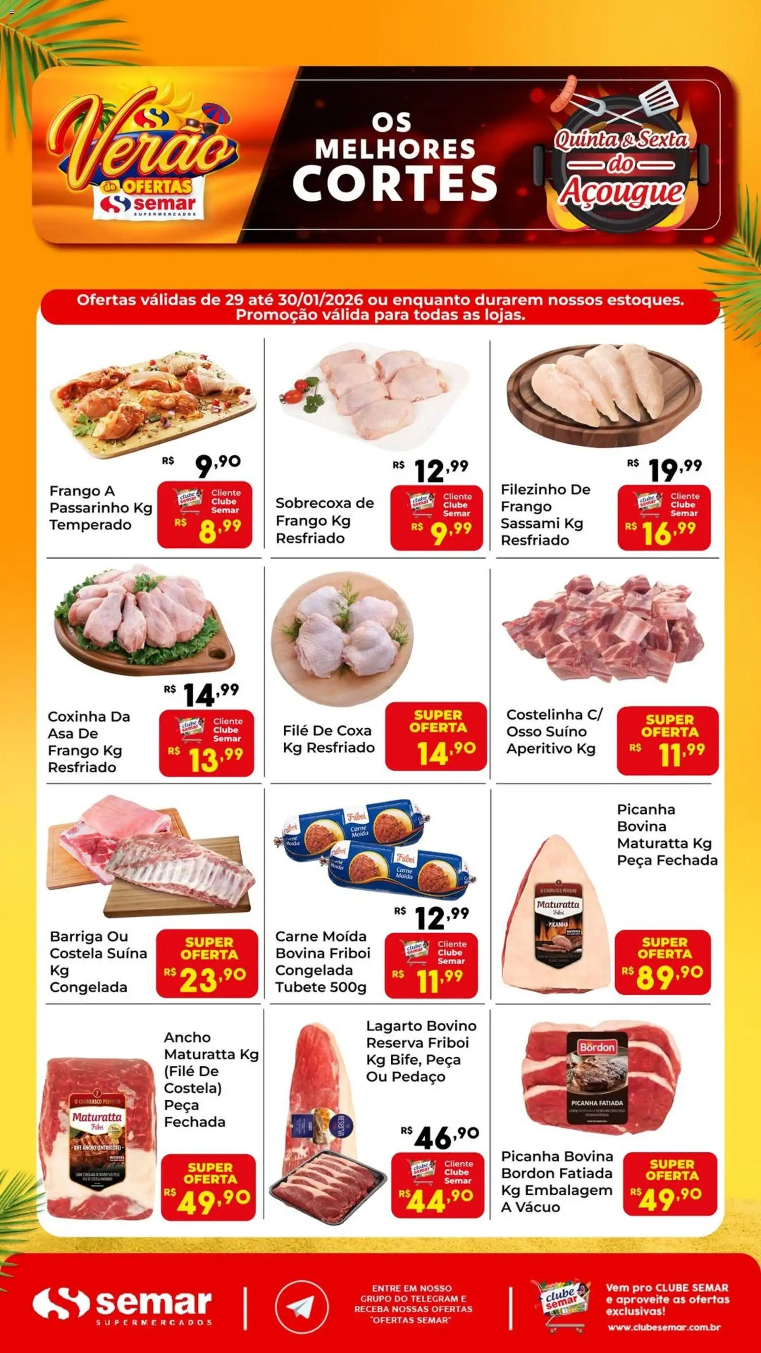 Pré-Visualização do folheto "Ofertas do Açougue" da loja Semar Supermercado válido a partir de 29/01/2026