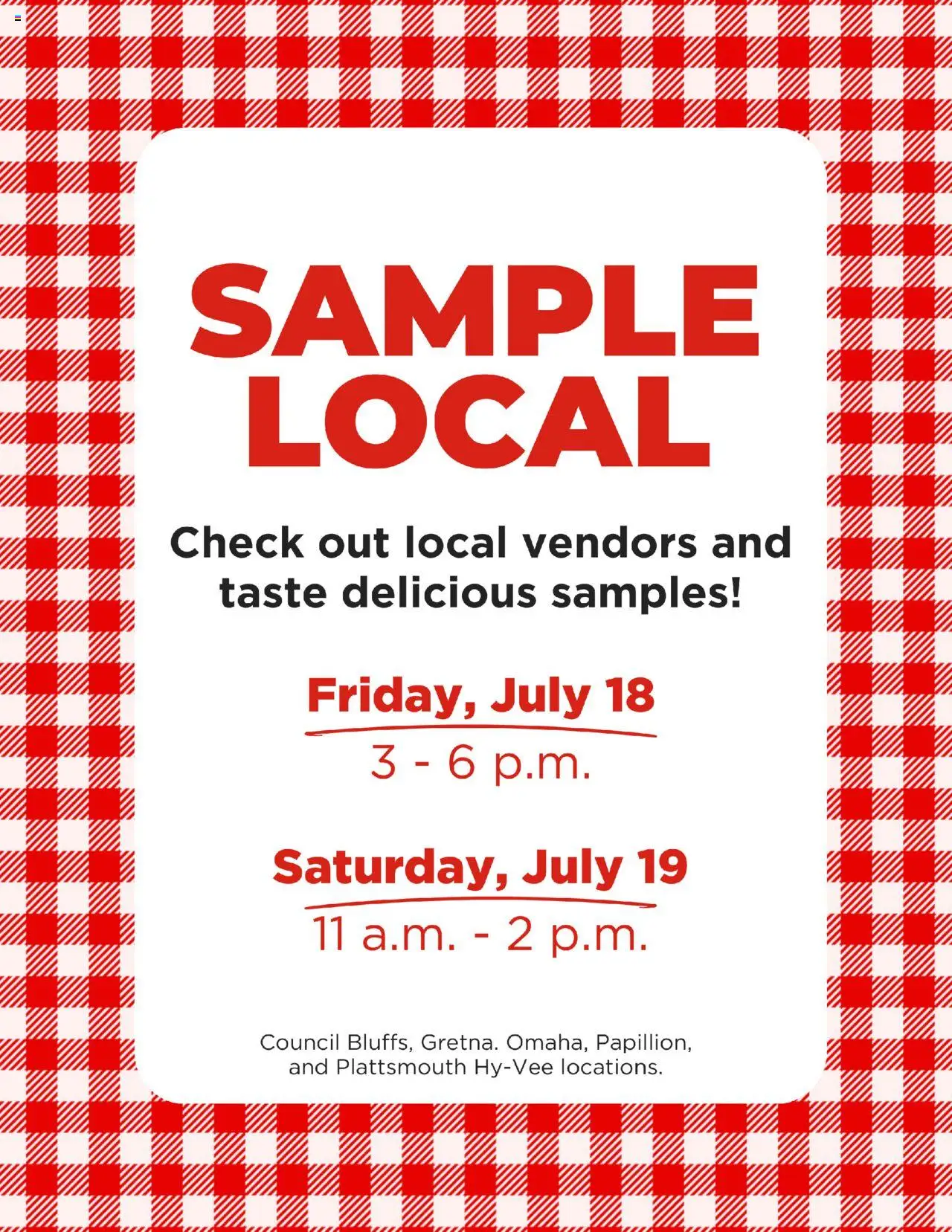 HyVee Local Sampling Event from 07/18/2025 - Flyer - Page number 1