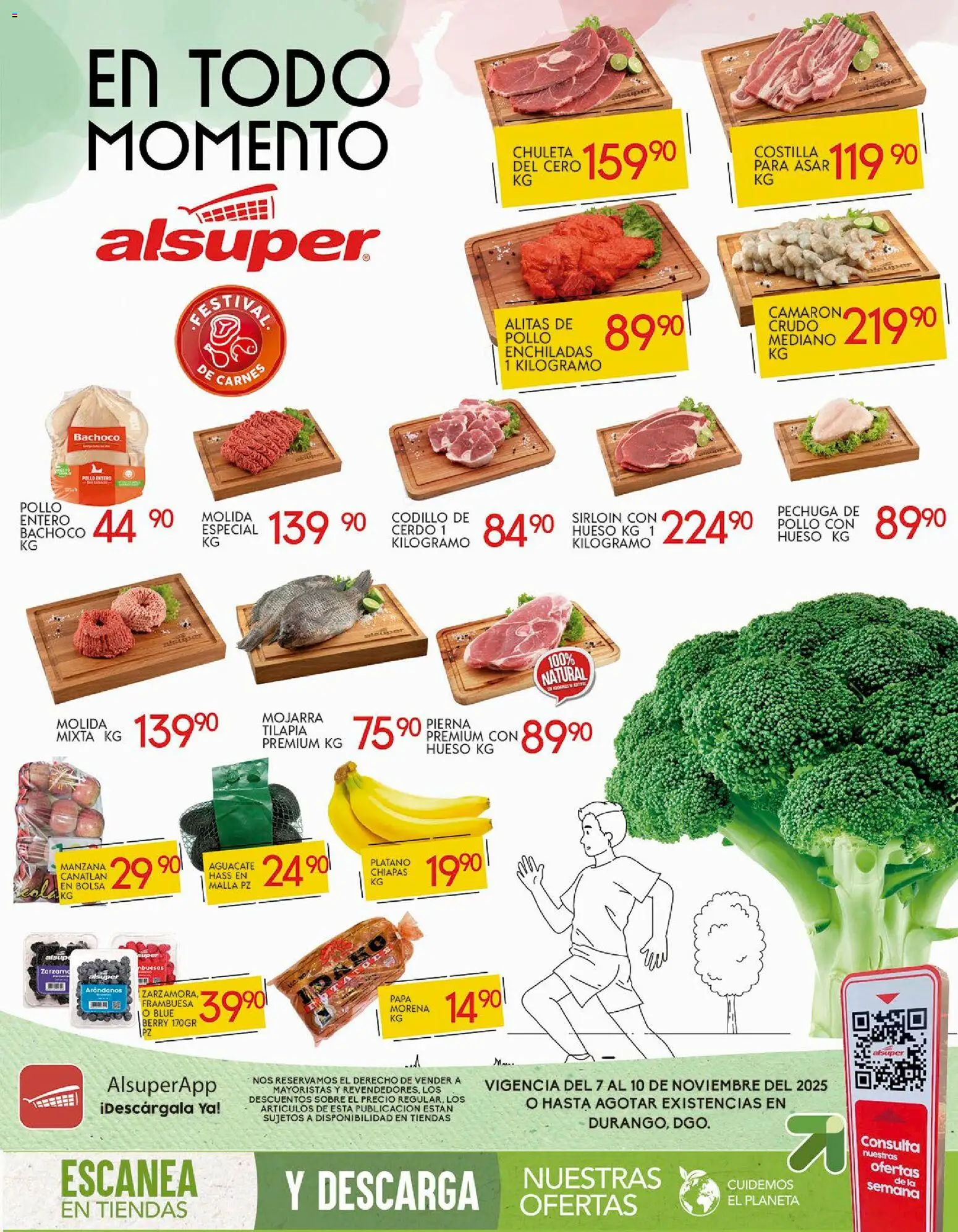 Vista previa las ofertas de la tienda Alsuper - Folleto Durango desde el 07/11/2025 - Pollo, Papa, Manzana, Aguacate, Cerdo, Sobre, Chuleta, Codillo de cerdo