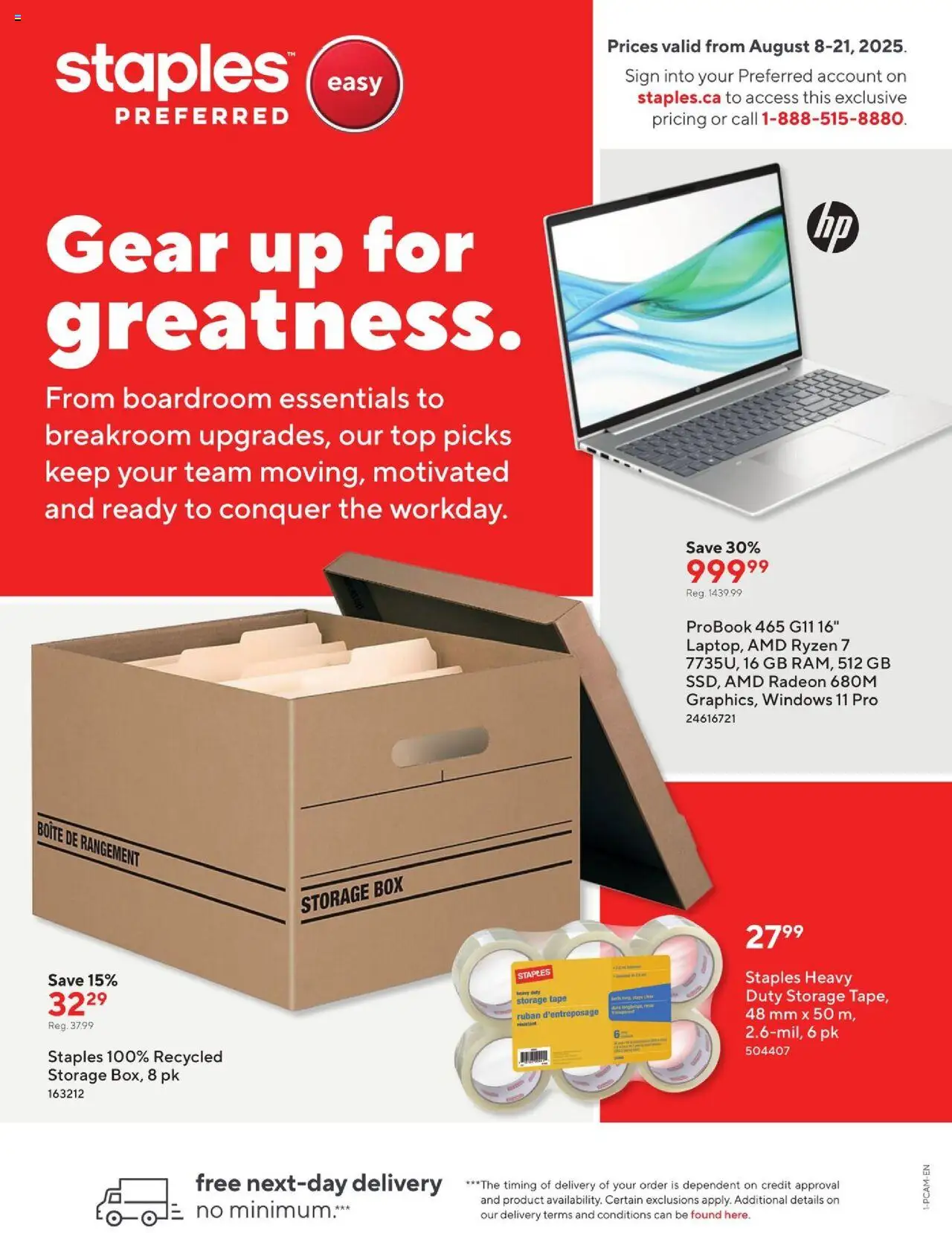 Staples flyer valid from Aug 08, 2025 - page number 1