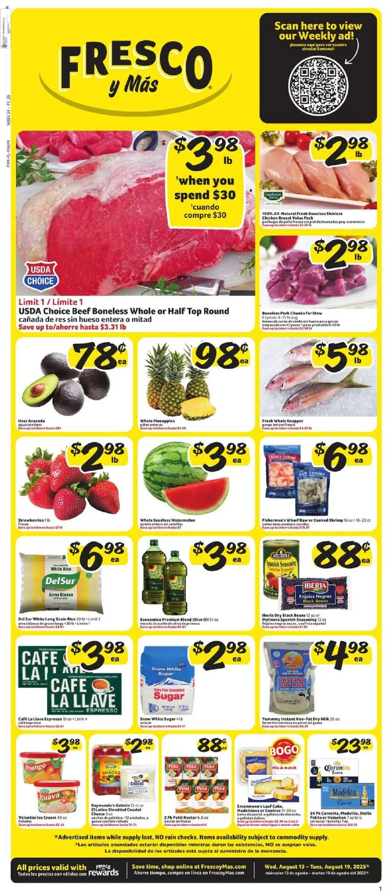 Fresco y Más Weekly Ad from 08/13/2025 - Flyer - Page number 1