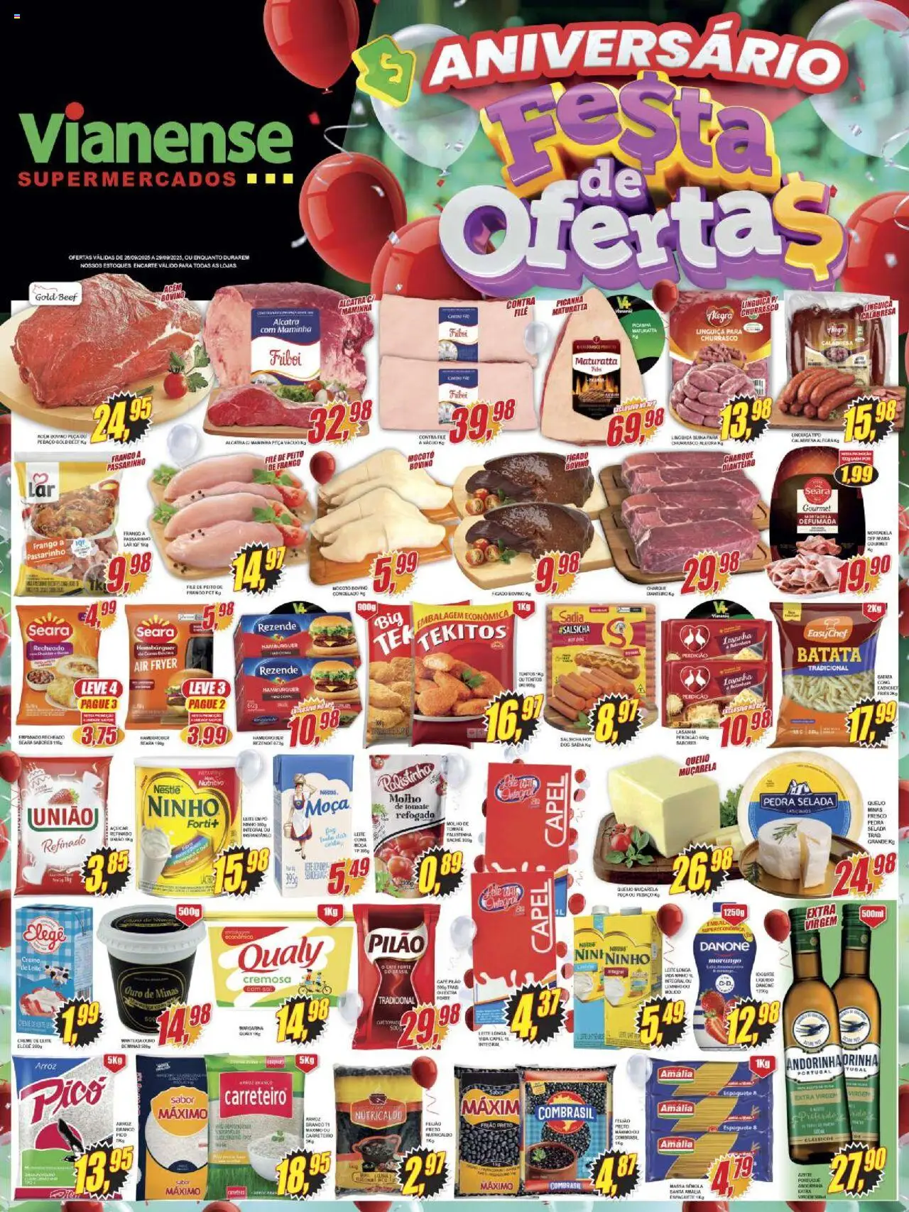 Vianense folheto "Encarte" válido a partir de 26/09/2025 - número de página 1 - Air fryer, Hambúrguer, Arroz, Açúcar, Creme, Mortadela, Muçarela, Contra filé