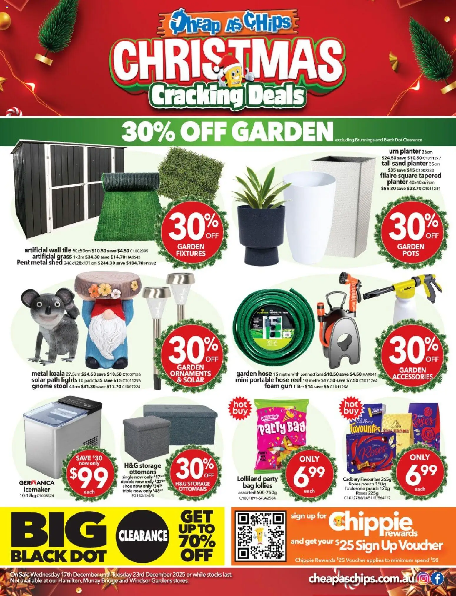Preview of catalogue Catalogue from shop Cheap as Chips valid 17/12/2025 - Grass, Garden hose, Pots, Shed, Ornaments, Bag, Portable, Foam
