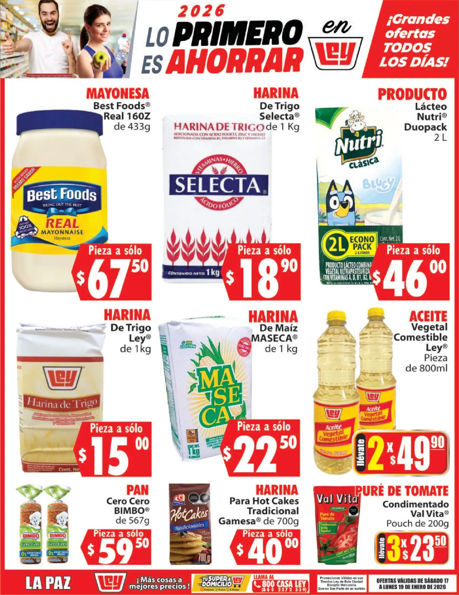Vista previa las ofertas de la tienda Casa Ley - Folleto Lo Primero Es Ahorrar desde el 17/01/2026 - Tomate, Maíz, Aceite, Harina, Mayonesa, Aceite vegetal, Pure de Tomate, Puré