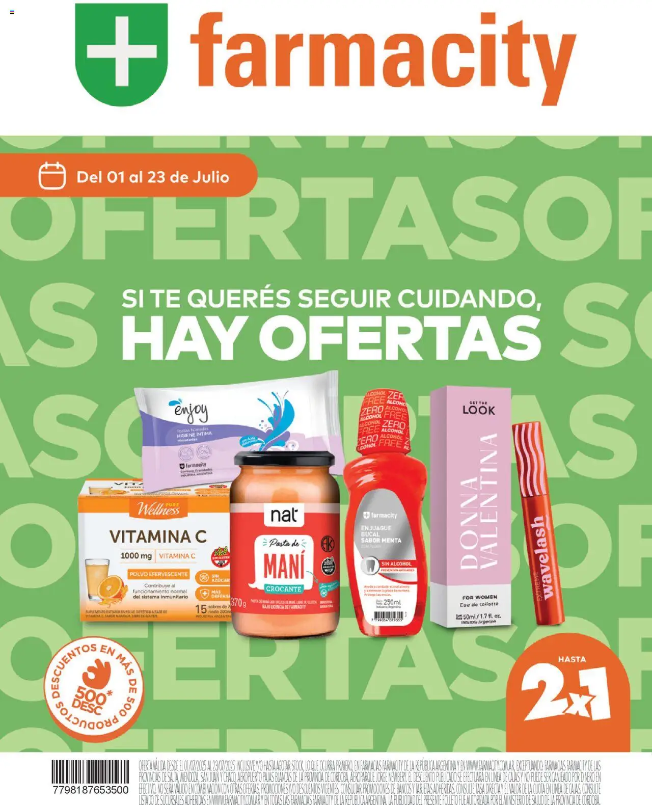 Farmacity Catálogo del 01/07/2025 Online - Pasta, Té, Alcohol, Mani, Toallas, Eau de toilette, Suplemento dietario, Higiene íntima