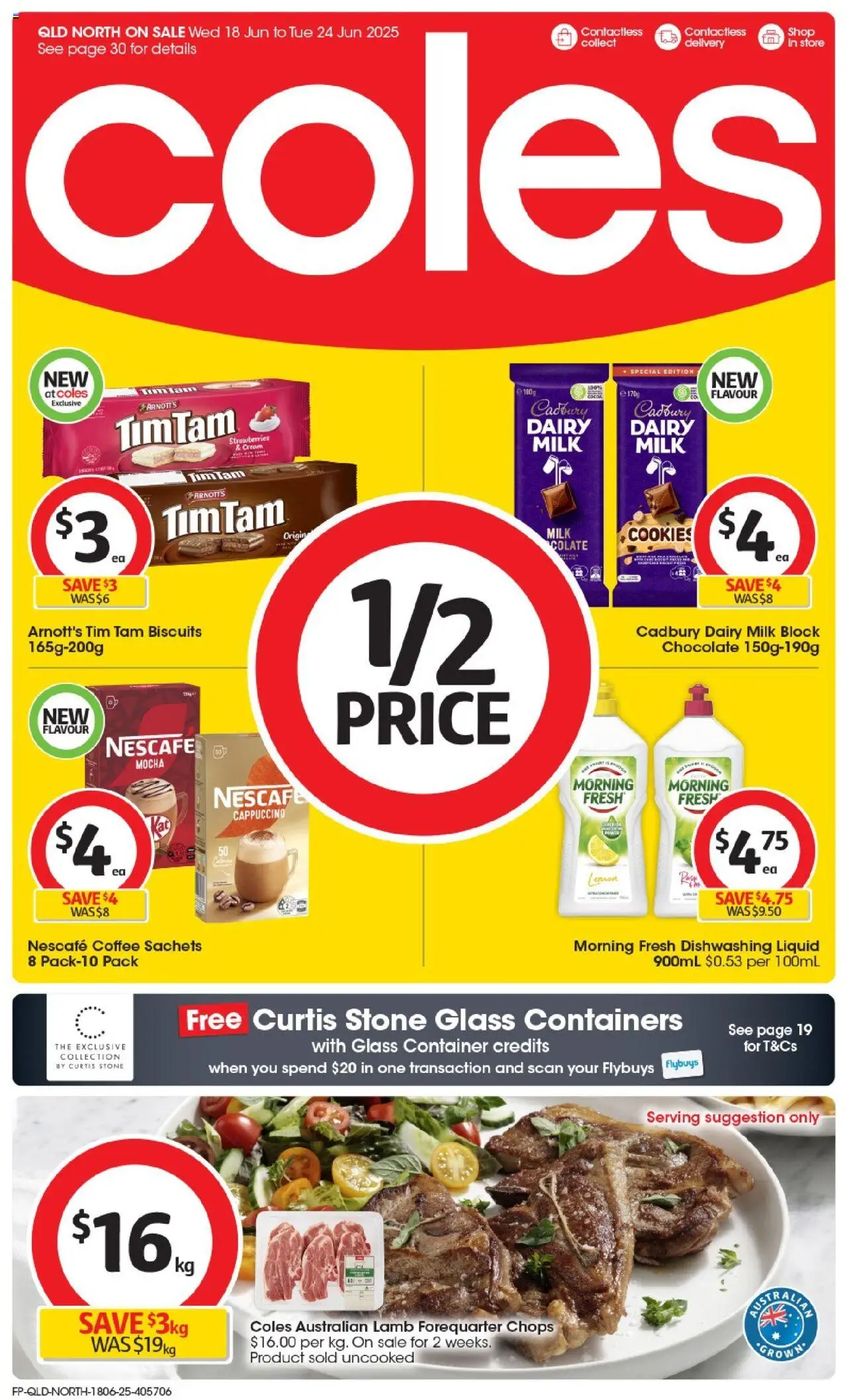 Coles catalogue valid from 18/06/2025 - page 1 - Milk, Coffee, Chocolate, Cream, Lamb, Nescafe, Sachets, Cookies