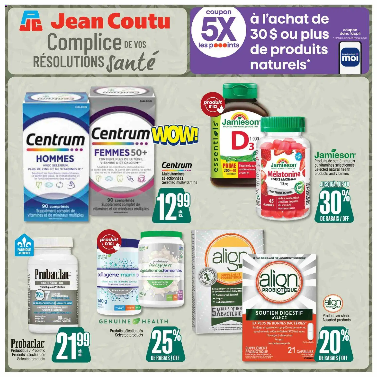 Preview of leaflet Encart Santé from shop Jean Coutu is valid from Feb 19, 2026 - Probiotics, Capsules