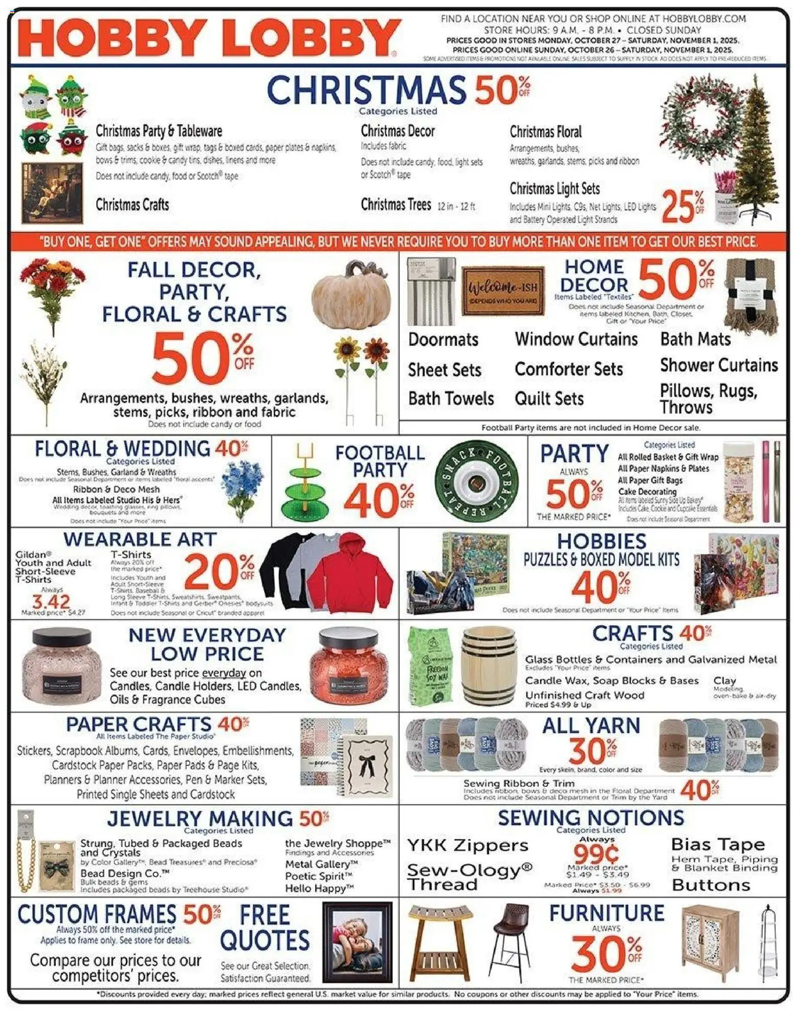 Hobby Lobby Weekly ad from 10/26/2025 - Sales ad this week - Page number 1