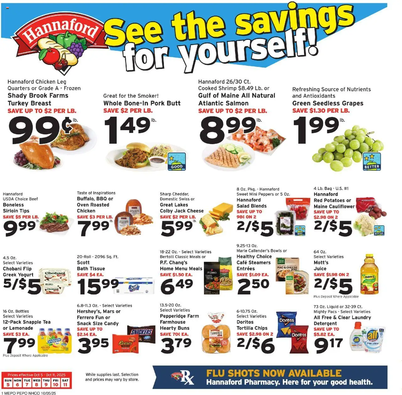 Hannaford Weekly Ad from 10/05/2025 - Flyer - Page number 1