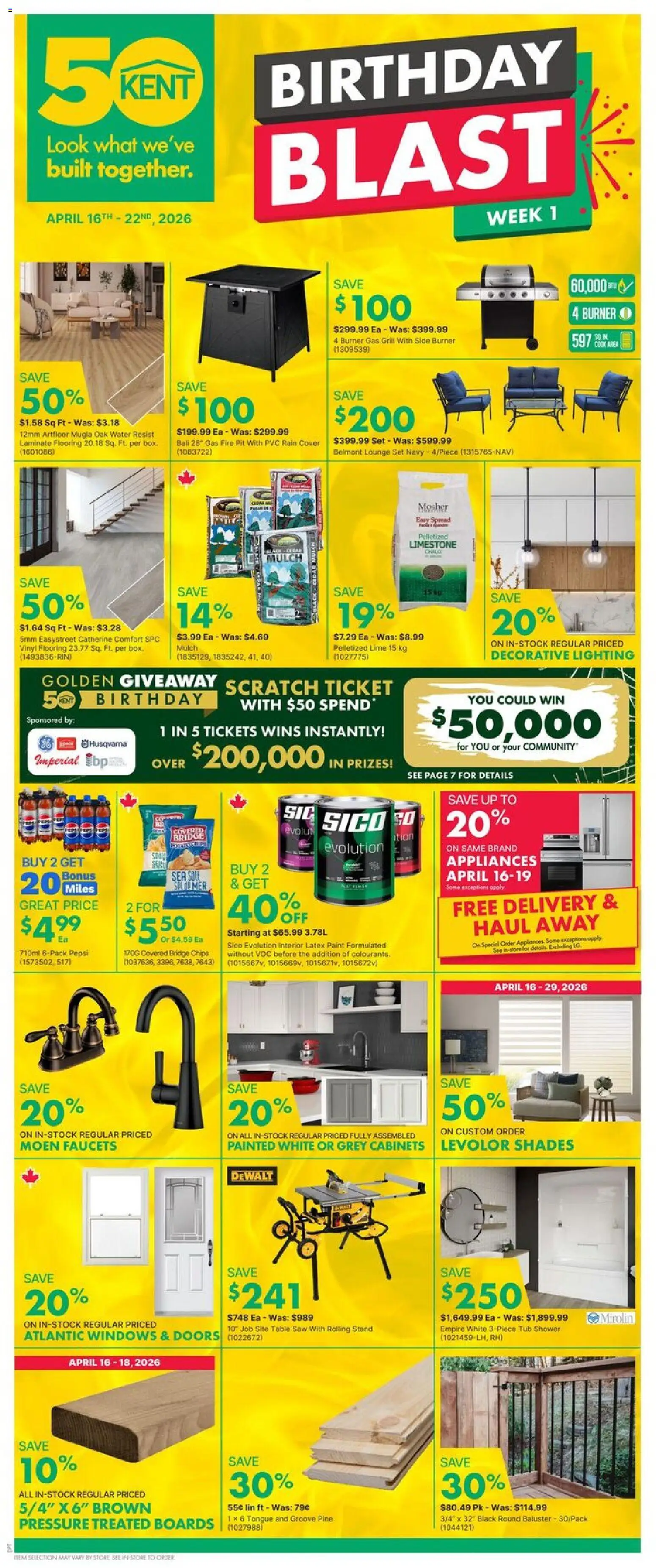 Preview of leaflet Kent weekly flyer - NS from shop Kent is valid from Apr 16, 2026 - Water, Chips, Pepsi, Shower, Lime, Lighting, Gas grill, Table