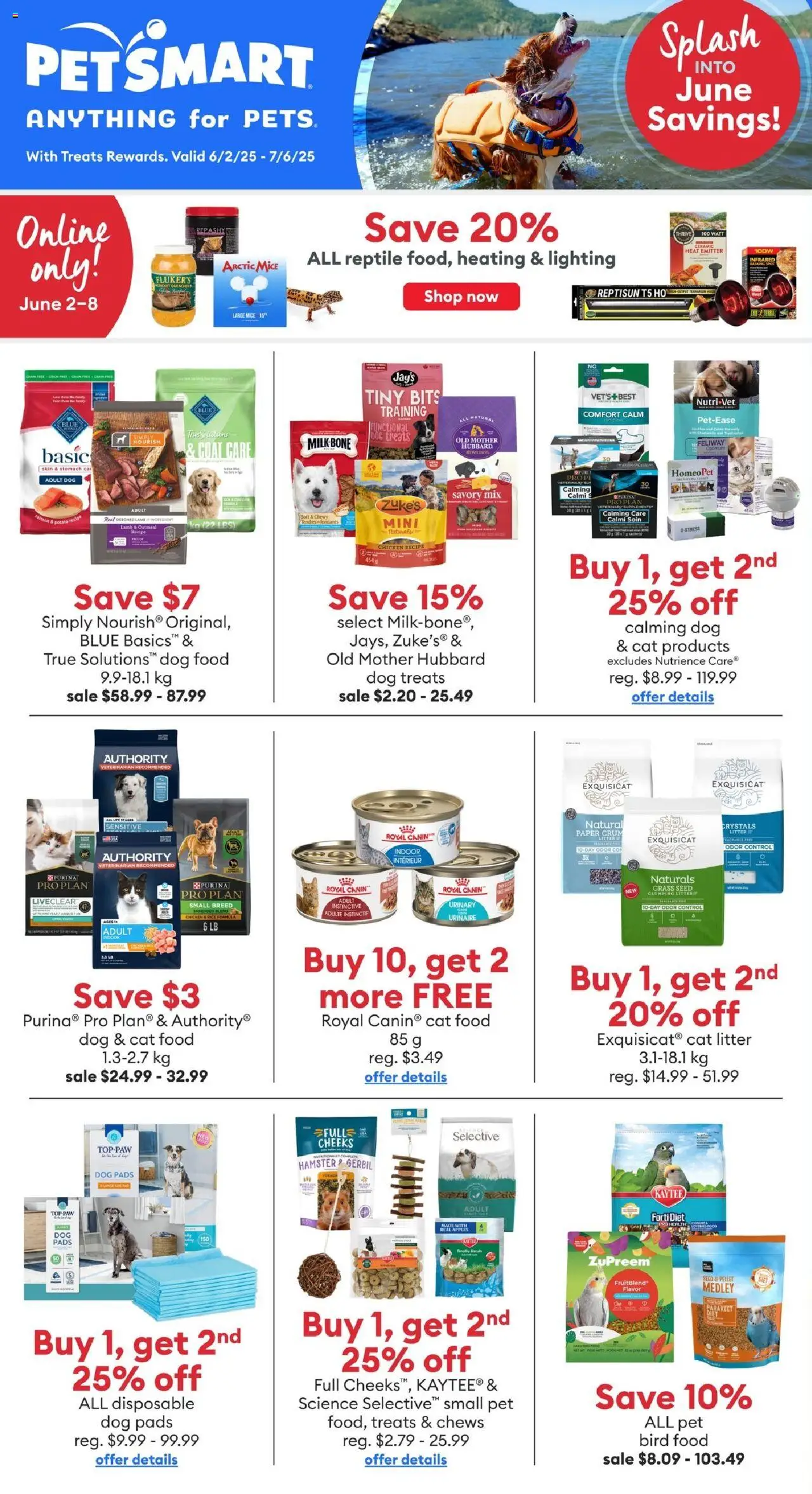 Petsmart flyer valid from Jun 02, 2025 - page number 1 - Rice, Oatmeal, Cat litter, Lamb, Dog food, Lighting, Coat, Apples