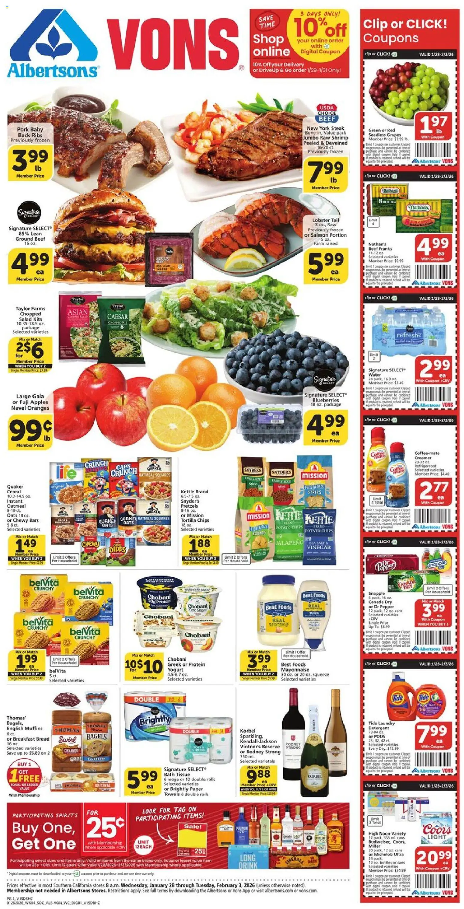 Ad Preview of Vons Weekly Ad from 01/28/2026