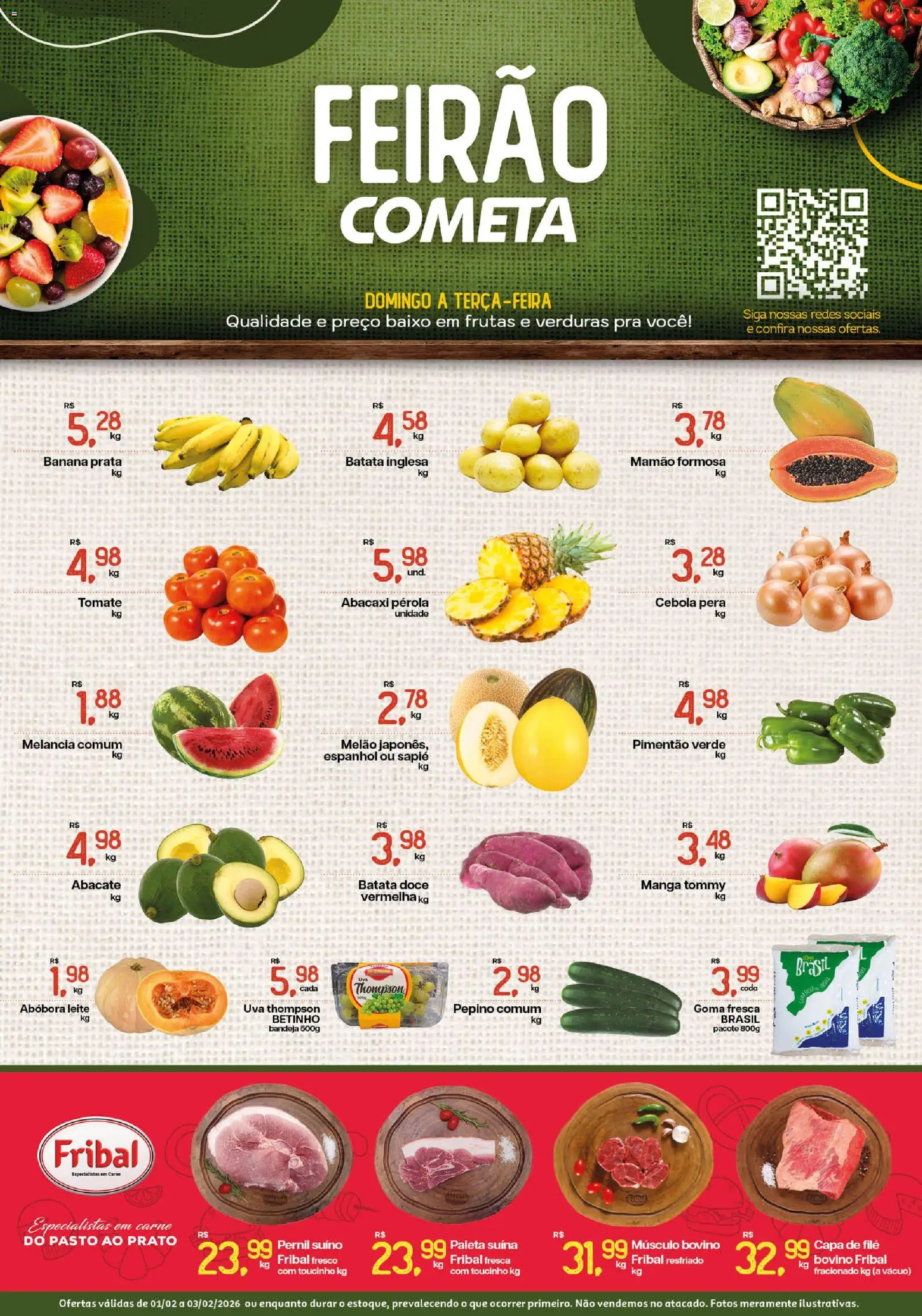 Pré-Visualização do folheto "Ofertas Feirão" da loja Cometa Supermercados válido a partir de 01/02/2026